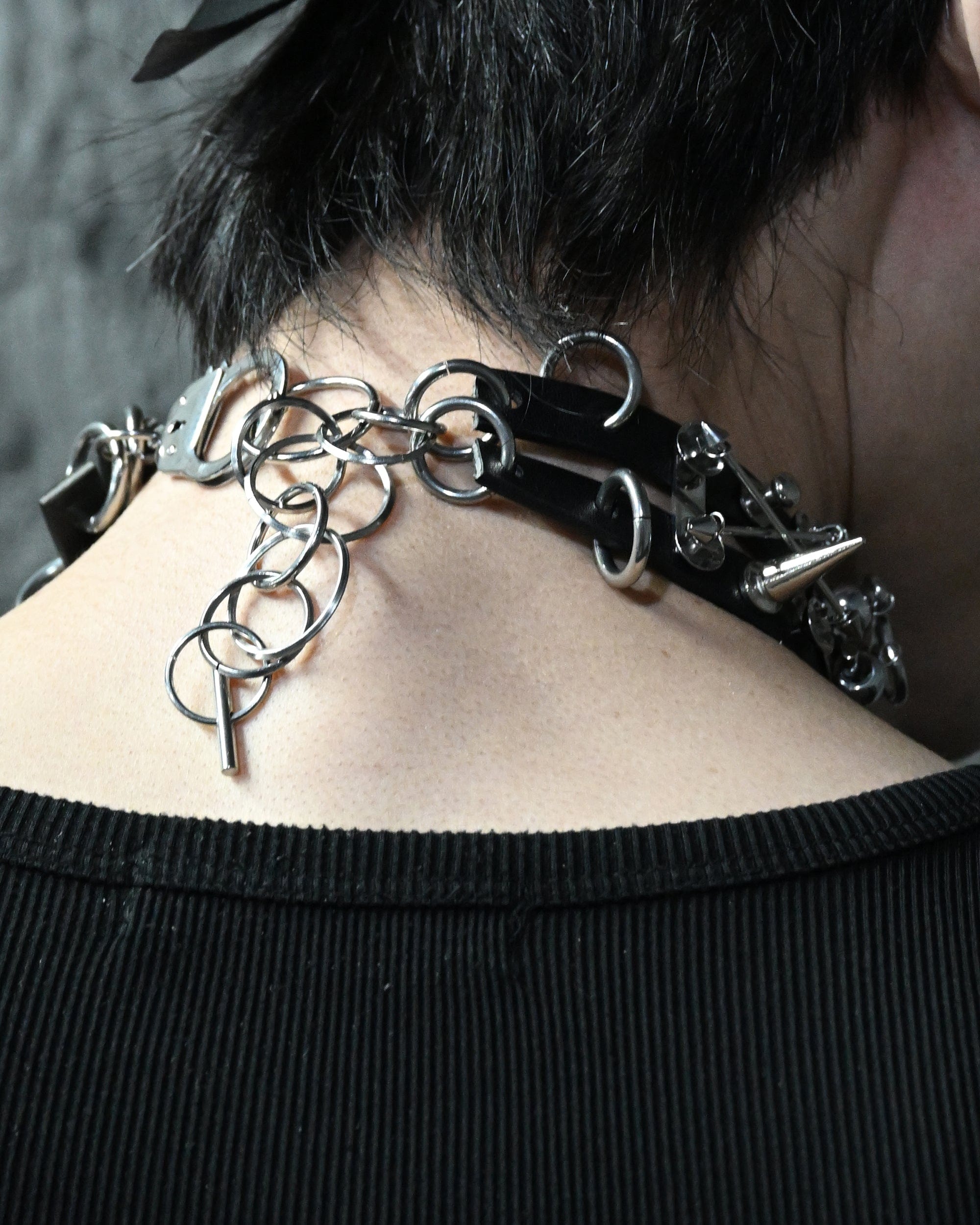 ILLUSORY Modern Hunter Rivet PU Choker, premium urban and streetwear designers apparel on PROJECTISR.com, ILLUSORY