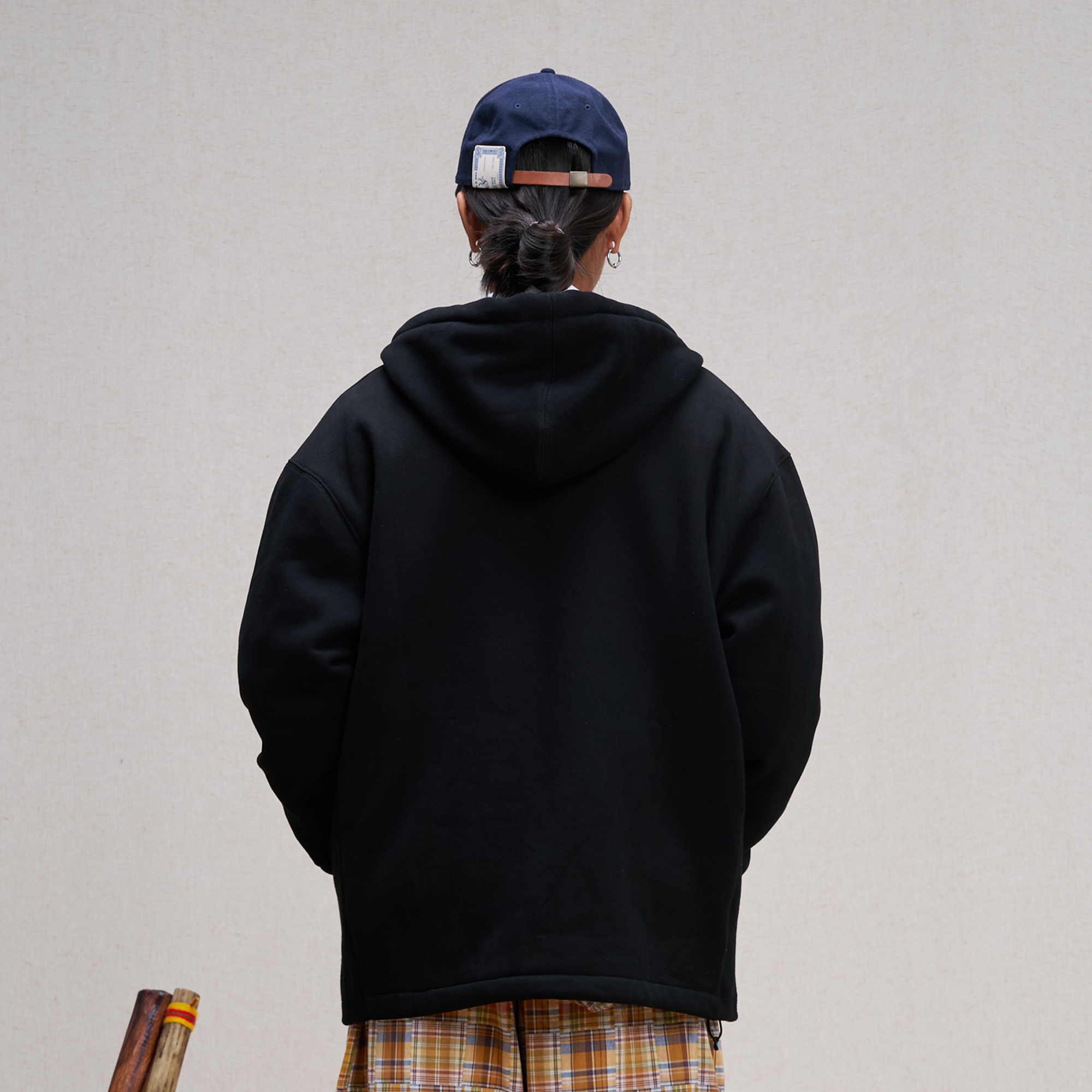 UNLIMITED MOTE Embroidered Waffle Lining Drawstring Hood Jacket