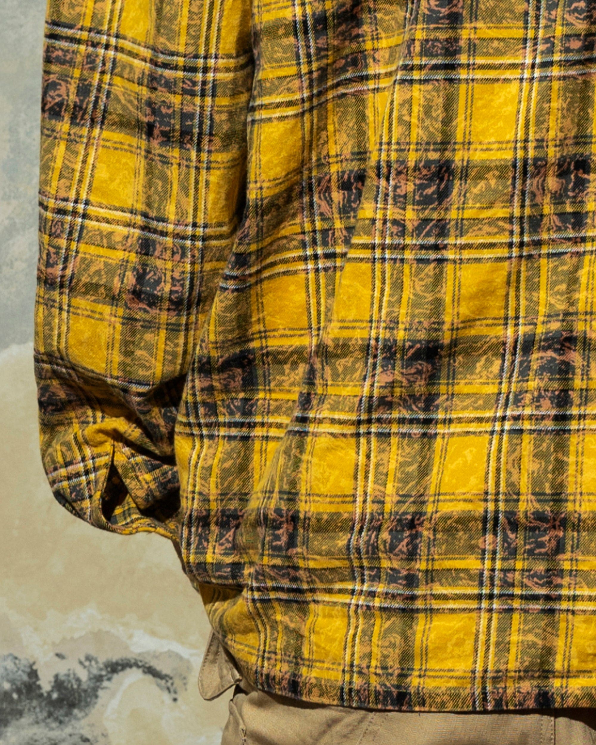 MAKEMORE Retro Plaid Shirt Yellow, premium urban and streetwear designers apparel on PROJECTISR.com, MAKEMORE