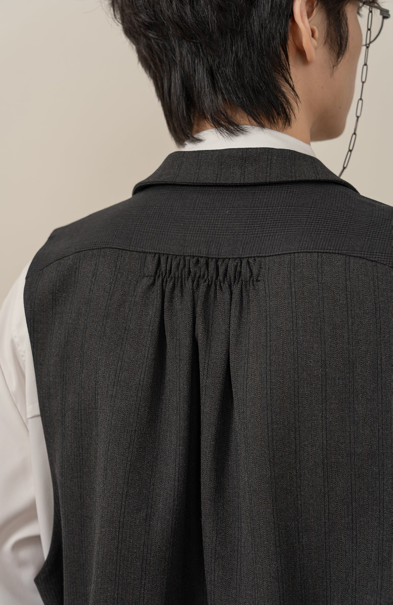 MOITIEDEPETALE Stripe-Spliced Double Layer Vest