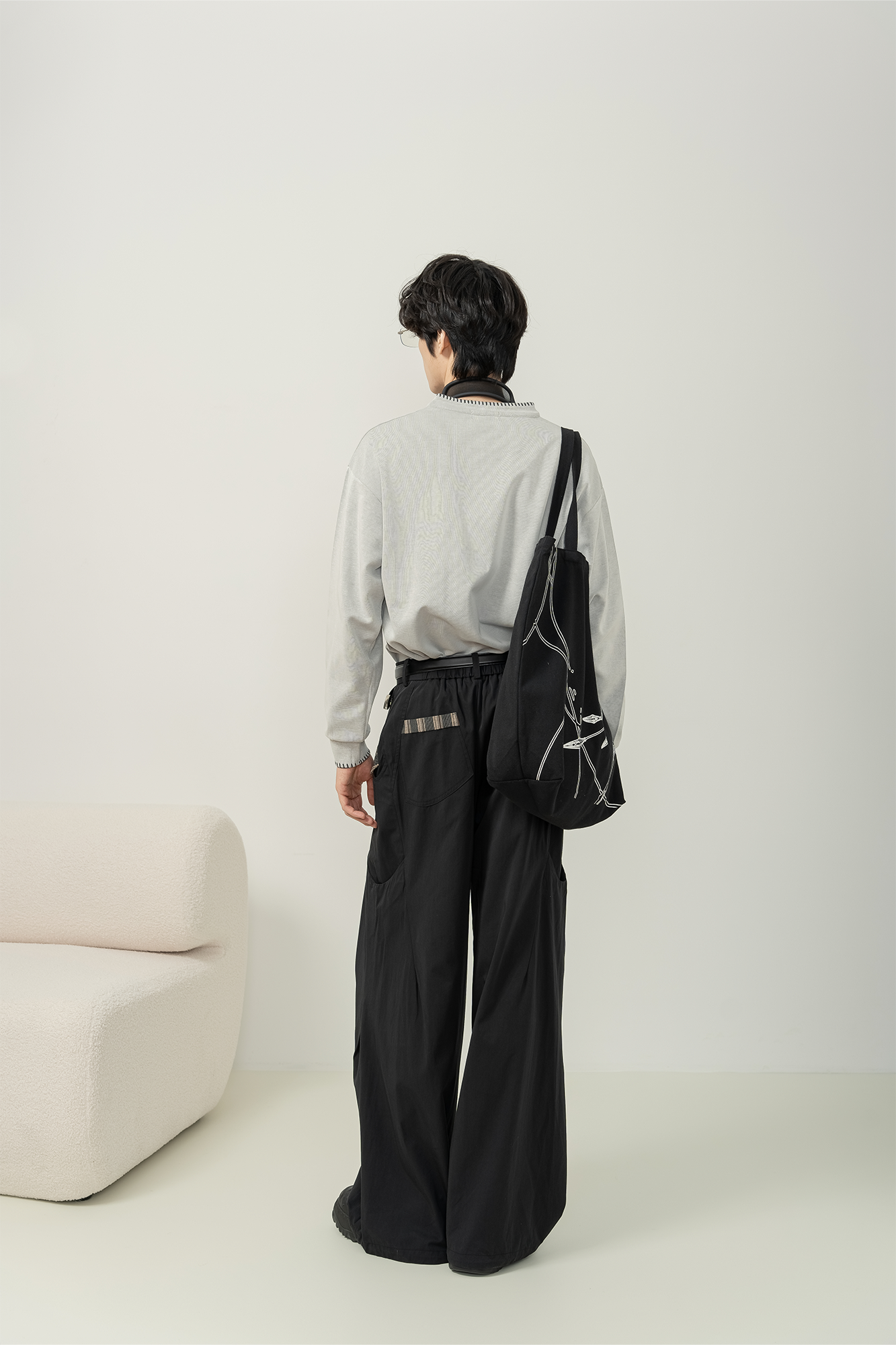 MOITIEDEPETALE Pleated Panel Oversized Cargo Pants