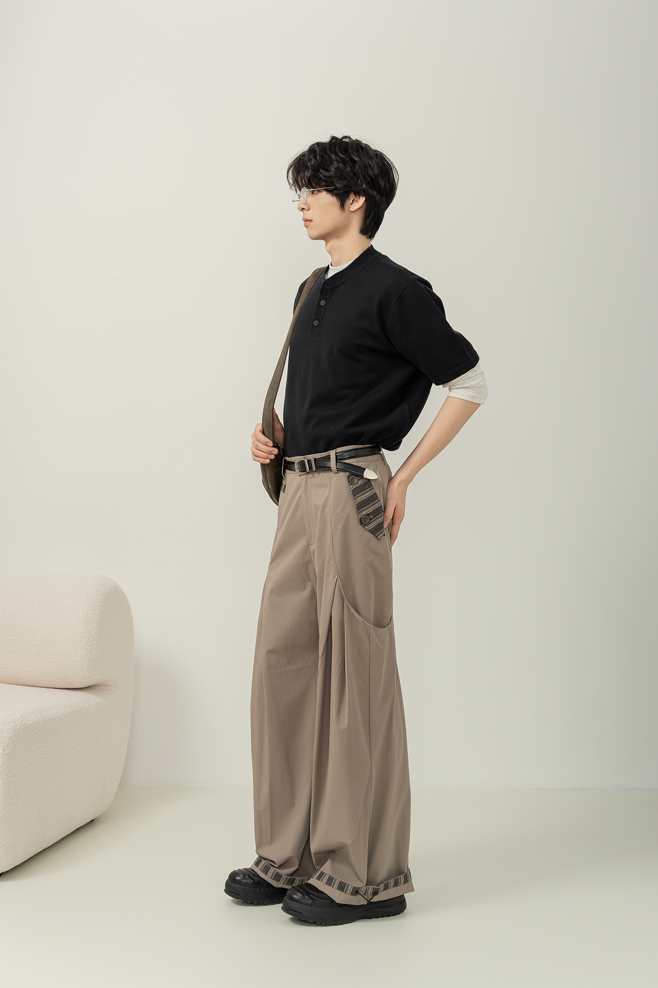 MOITIEDEPETALE Pleated Panel Oversized Cargo Pants