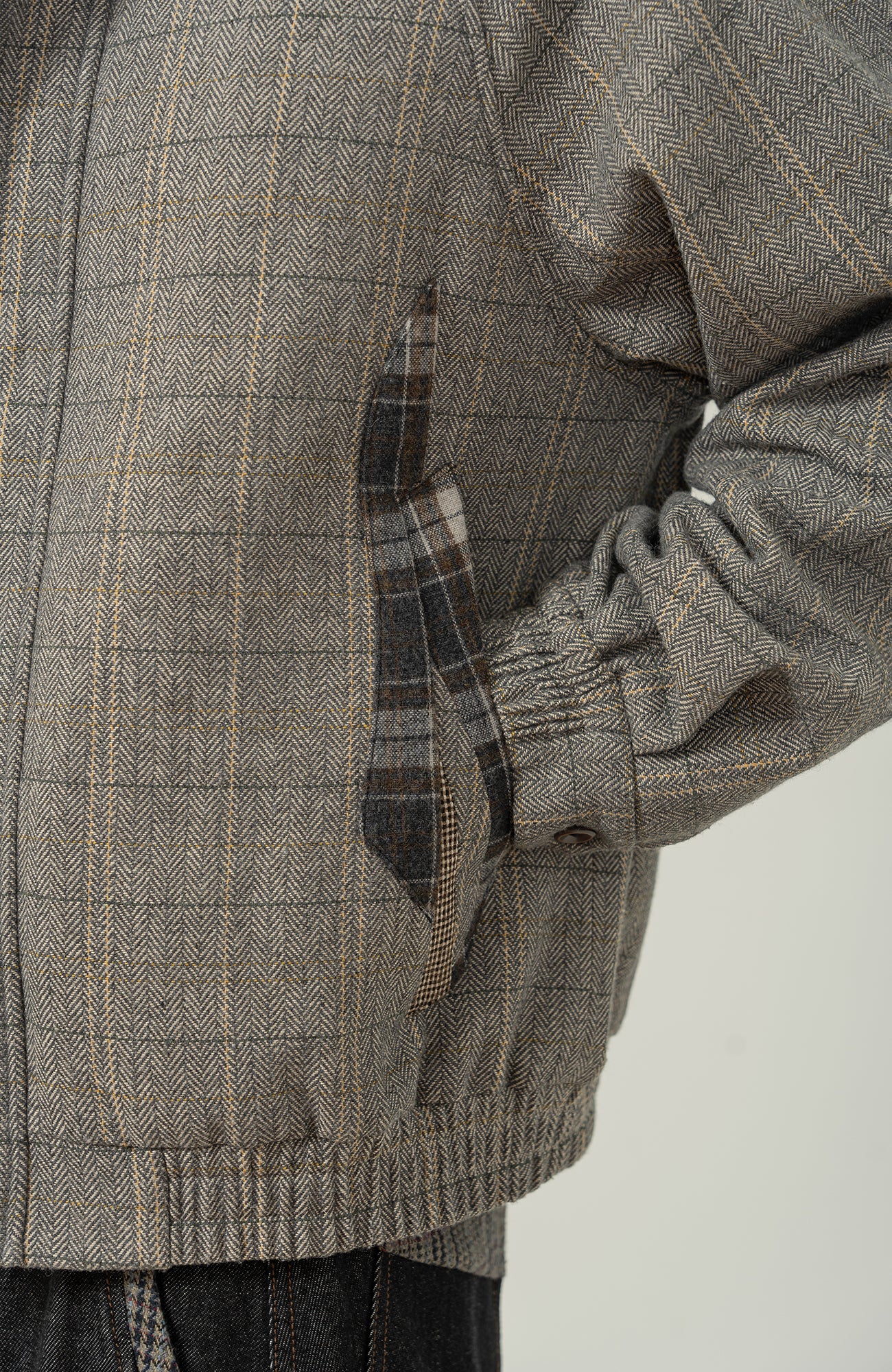 MOITIEDEPETALE Plaid Panels Wool-Blend Jacket