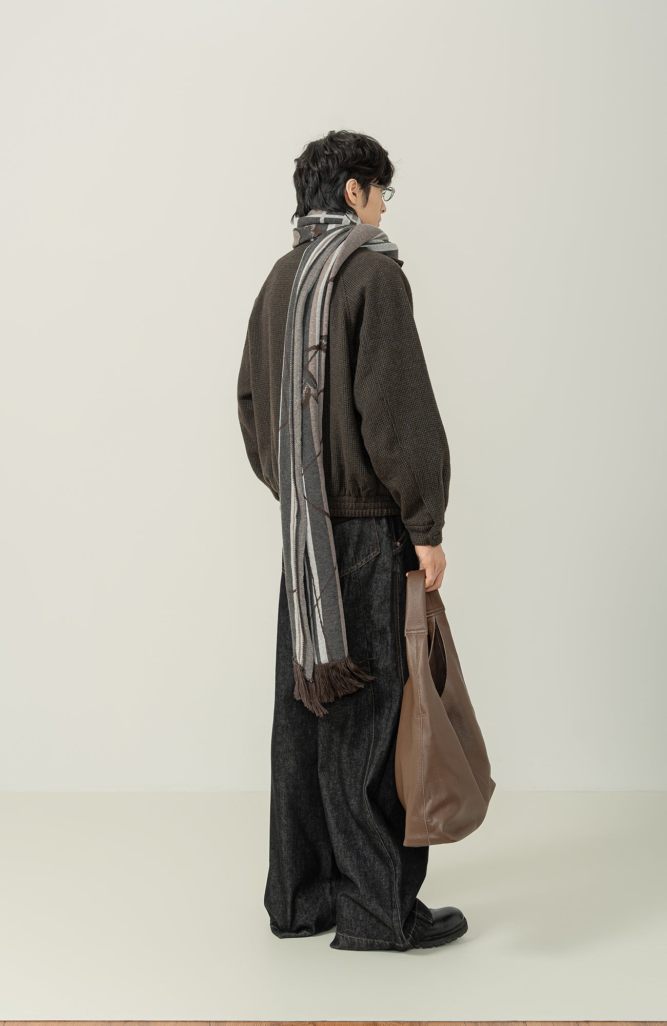 MOITIEDEPETALE Plaid Panels Wool-Blend Jacket