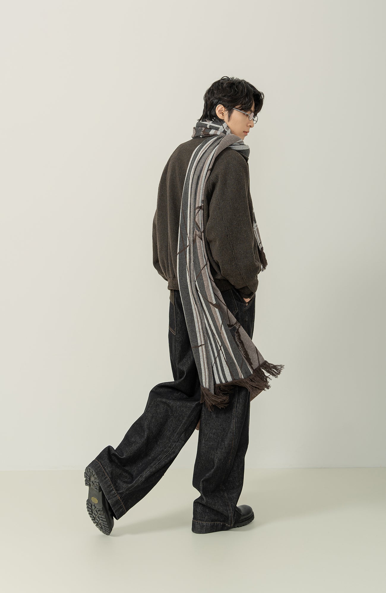 MOITIEDEPETALE Plaid Panels Wool-Blend Jacket