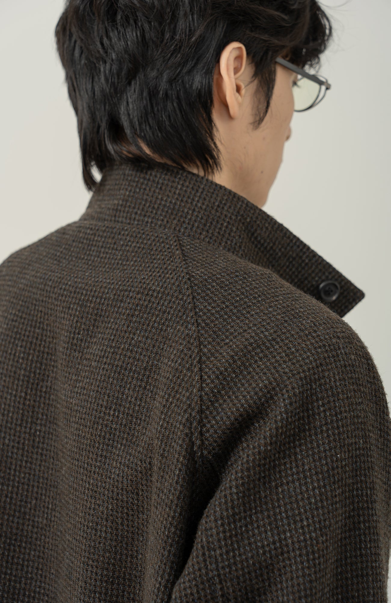 MOITIEDEPETALE Plaid Panels Wool-Blend Jacket