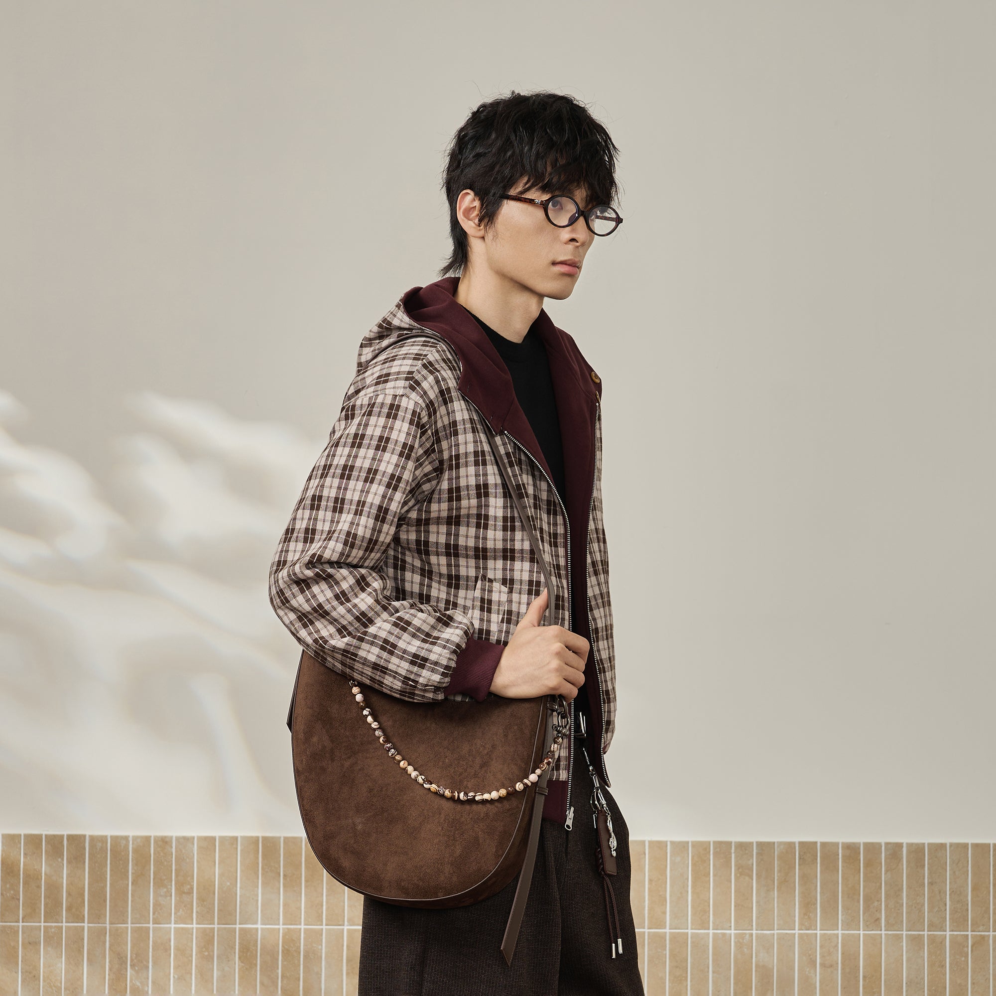 MOITIEDEPETALE Reversible Plaid Liner Hooded Jacket