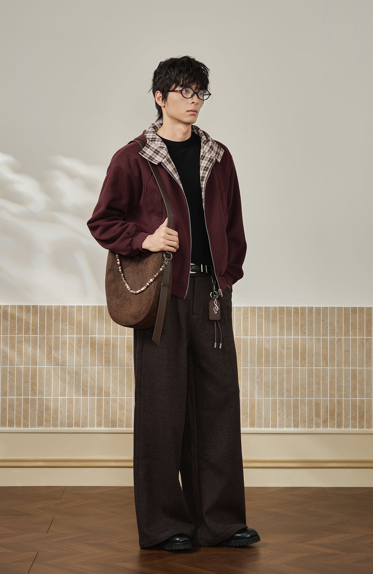 MOITIEDEPETALE Reversible Plaid Liner Hooded Jacket