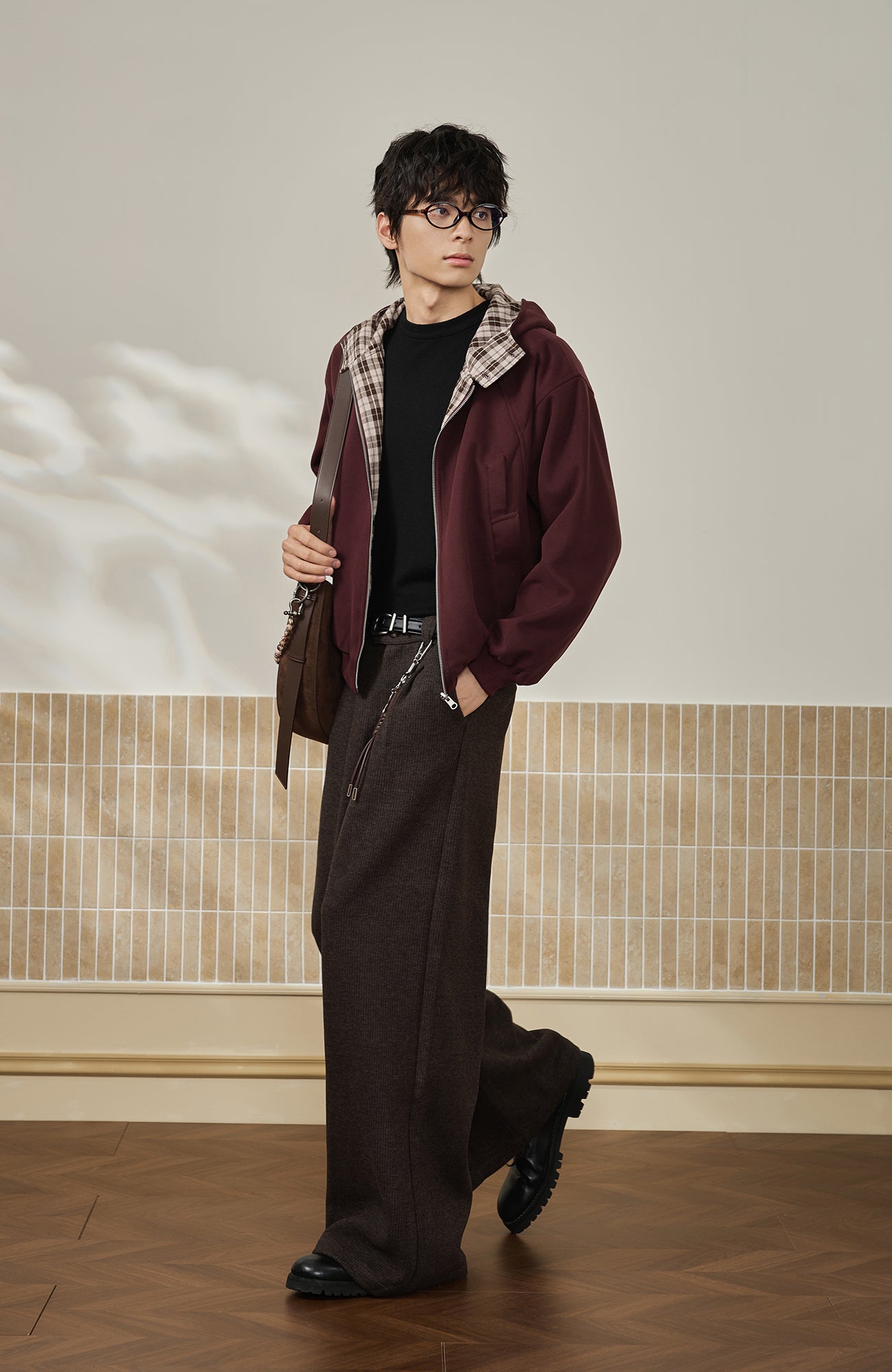 MOITIEDEPETALE Reversible Plaid Liner Hooded Jacket