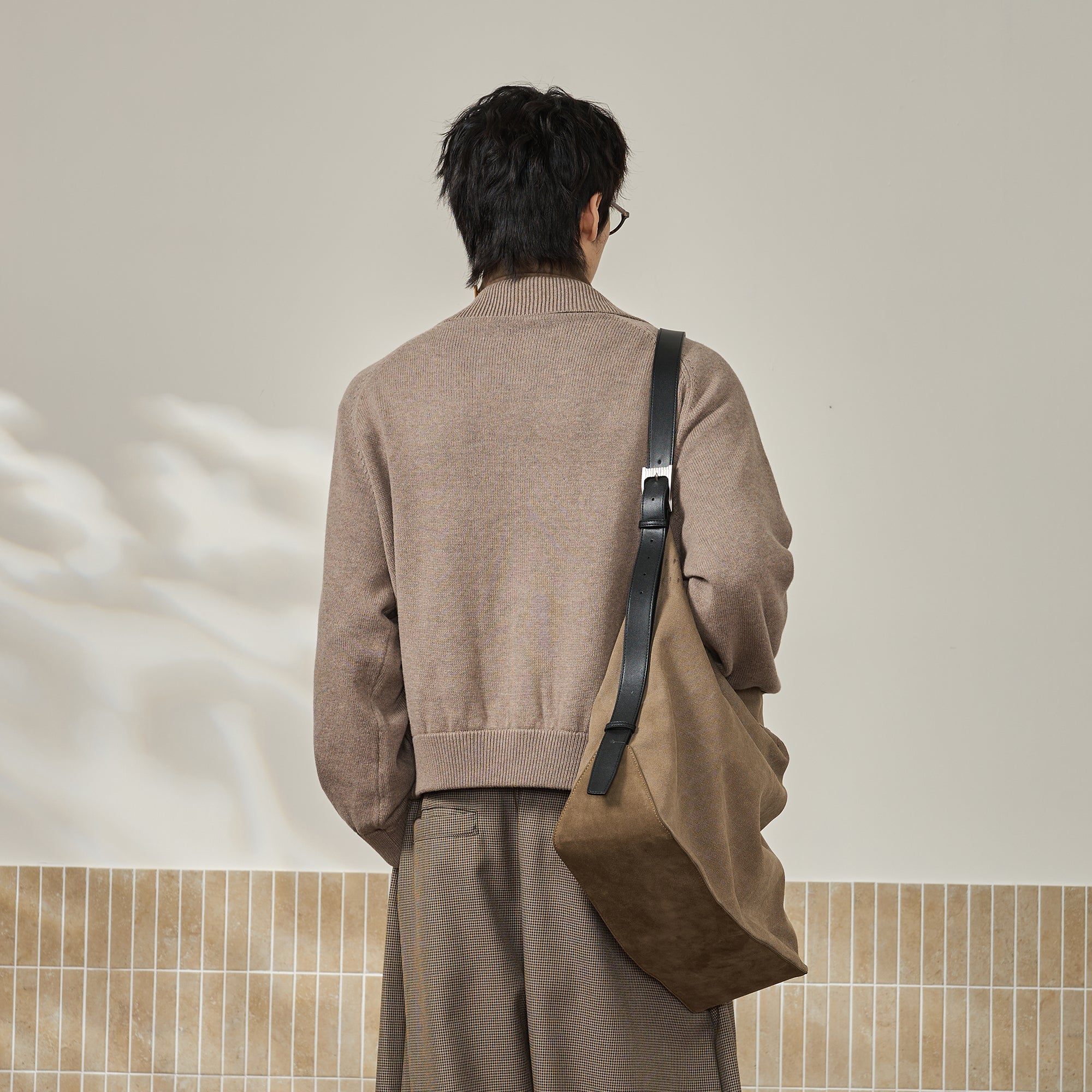 MOITIEDEPETALE Modern Cable-Knit Zip-Up Cardigan