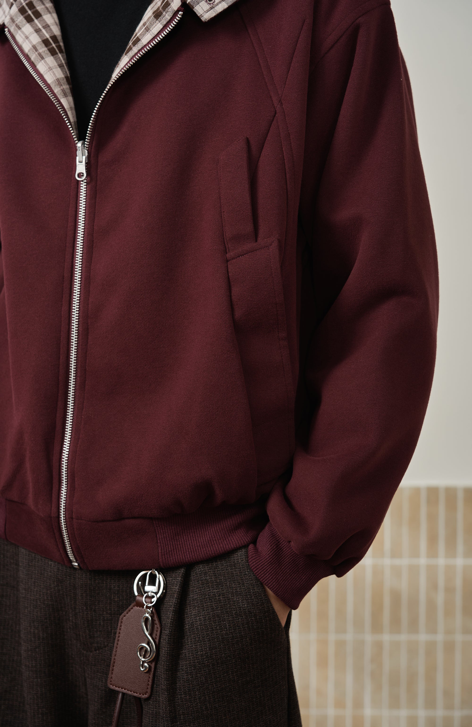 MOITIEDEPETALE Reversible Plaid Liner Hooded Jacket