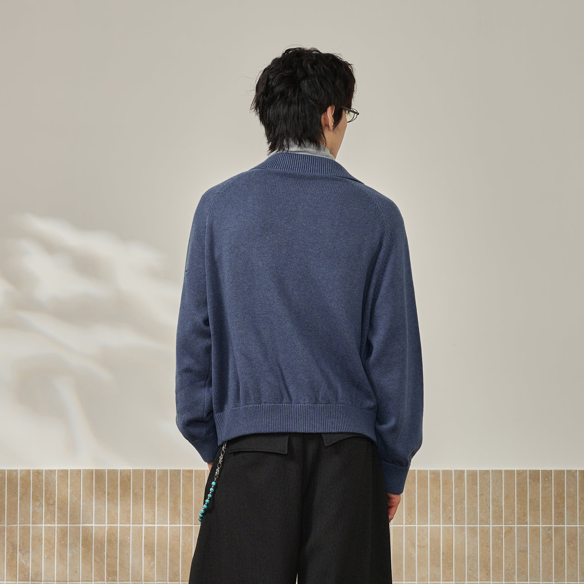 MOITIEDEPETALE Modern Cable-Knit Zip-Up Cardigan