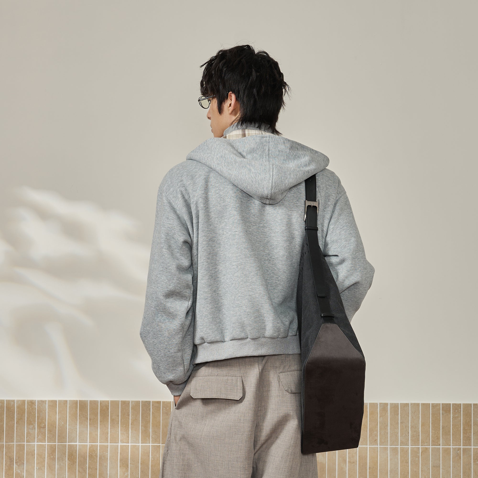 MOITIEDEPETALE Reversible Plaid Liner Hooded Jacket