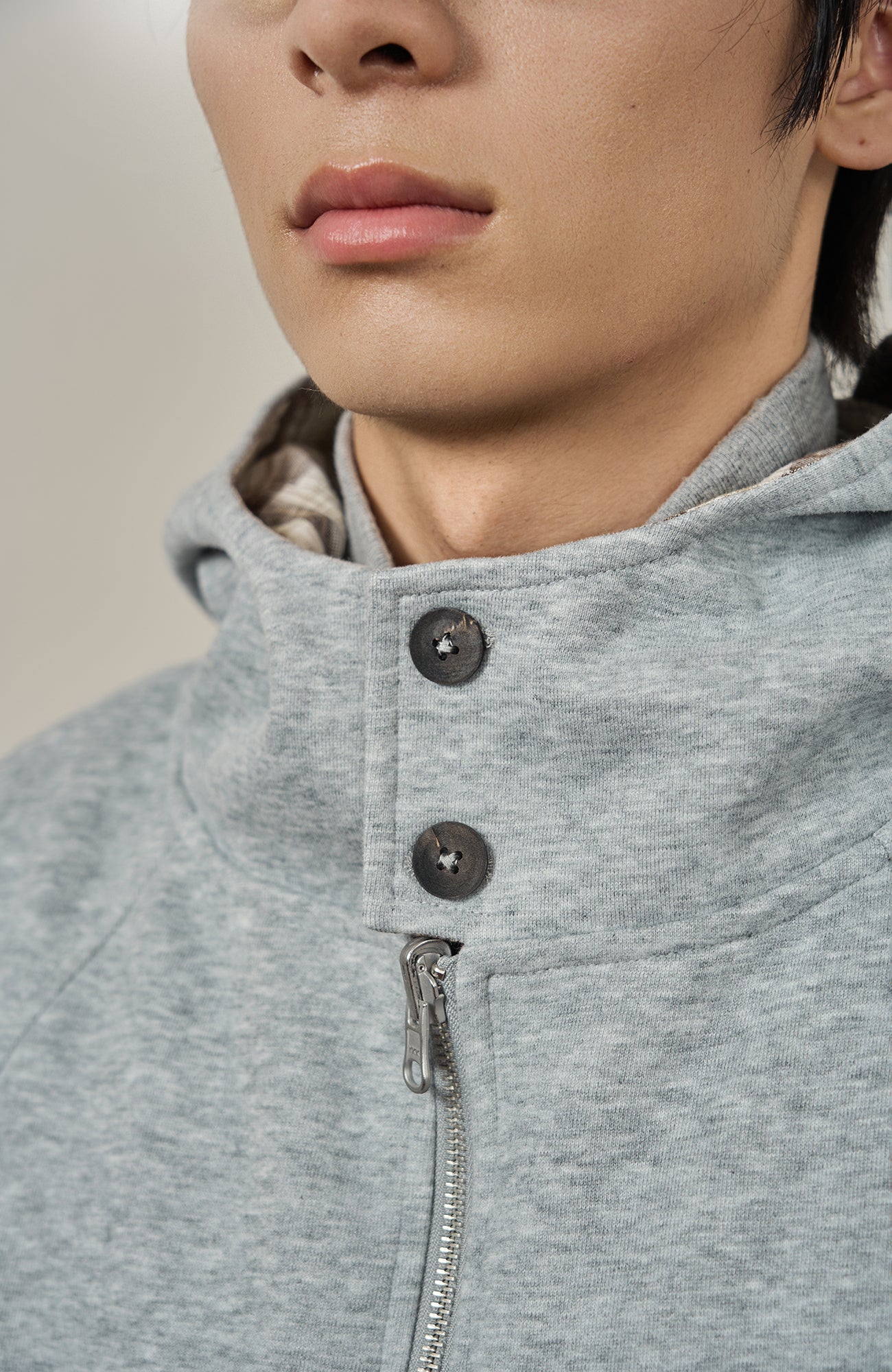 MOITIEDEPETALE Reversible Plaid Liner Hooded Jacket