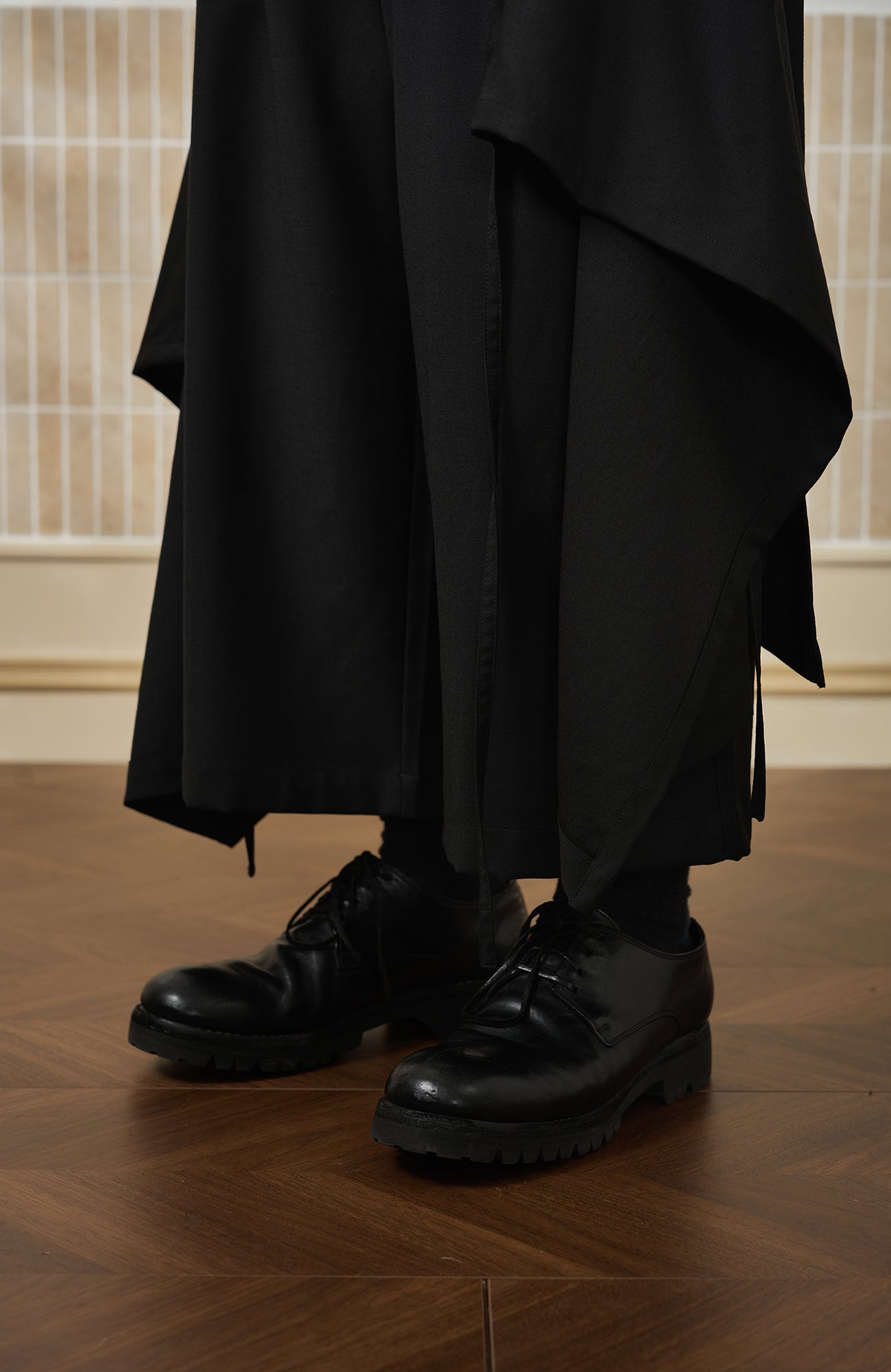 MOITIEDEPETALE Detachable Asymmetric Wide-Leg Wool Skort