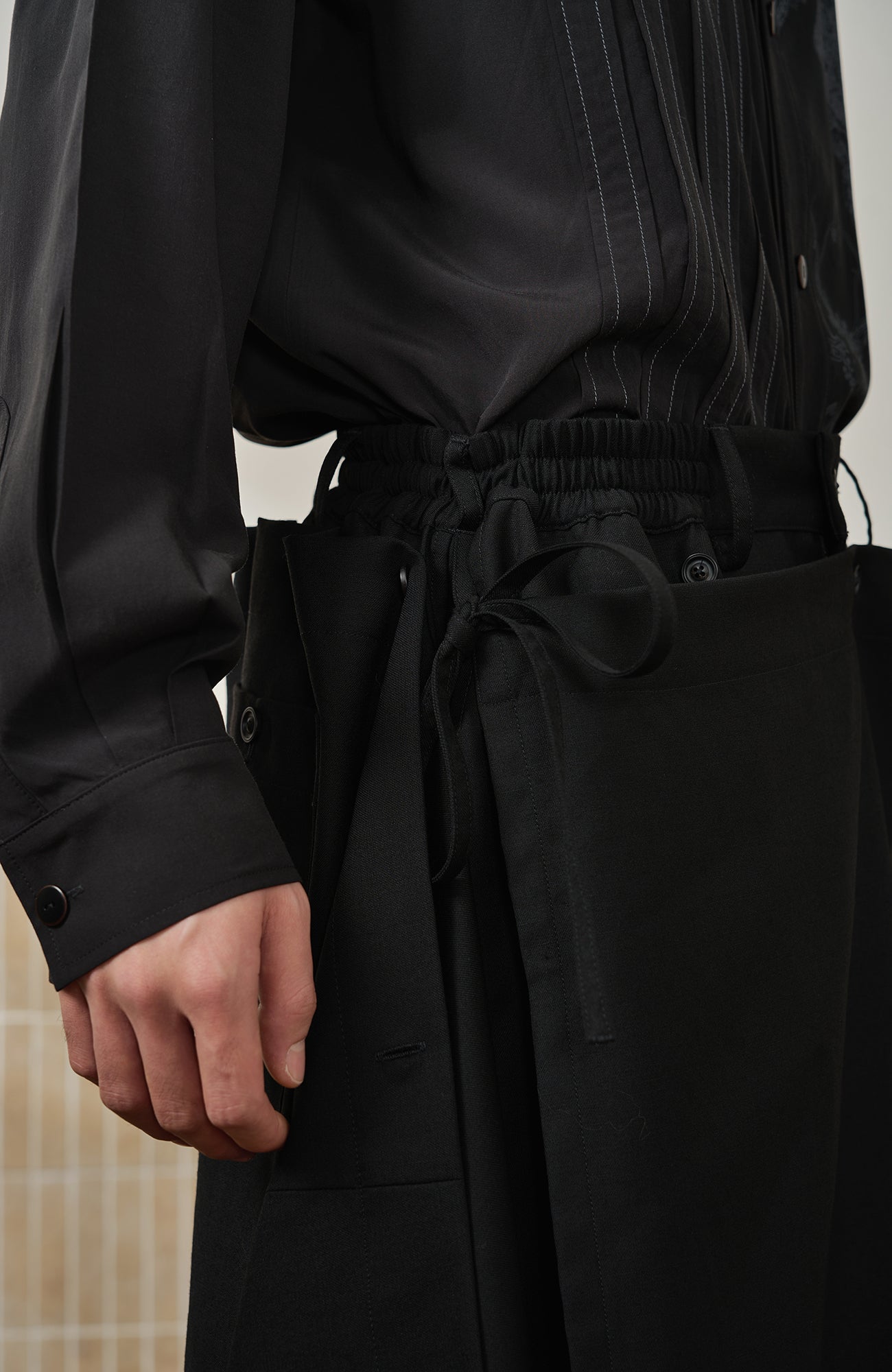 MOITIEDEPETALE Detachable Asymmetric Wide-Leg Wool Skort