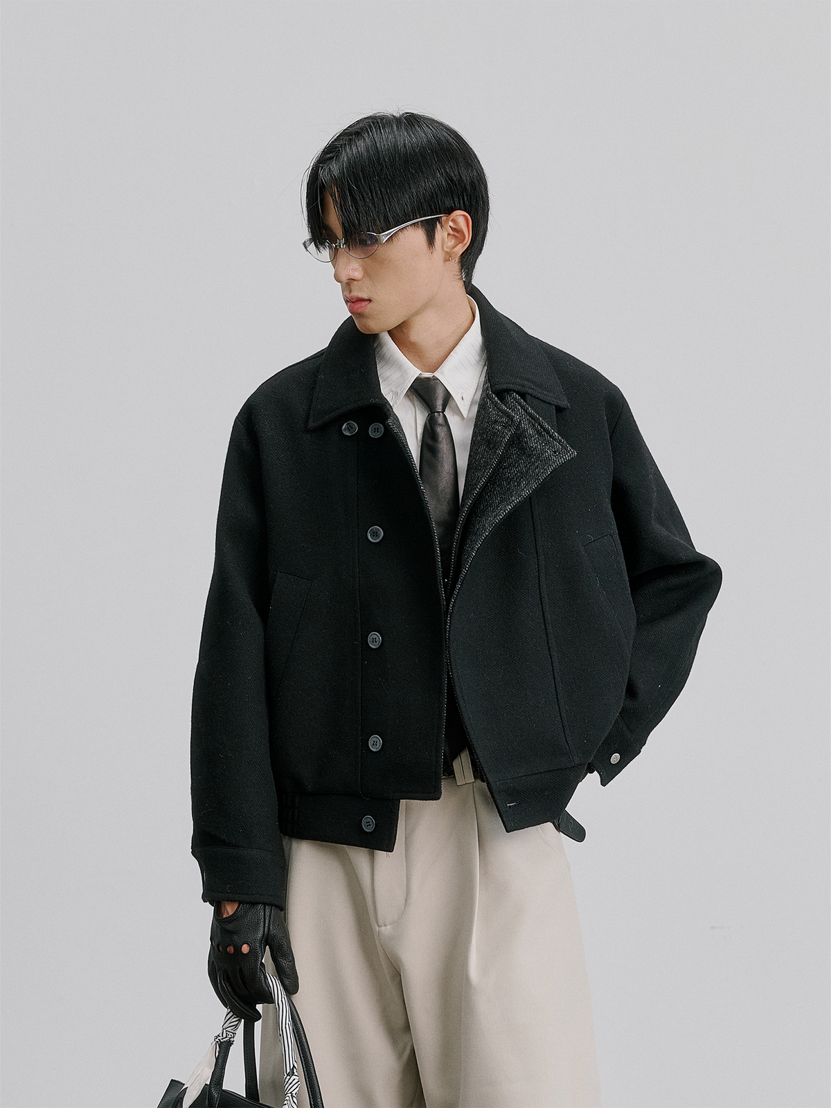CATSSTAC Retro Wool-Blend Asymmetric Double-Placket Jacket