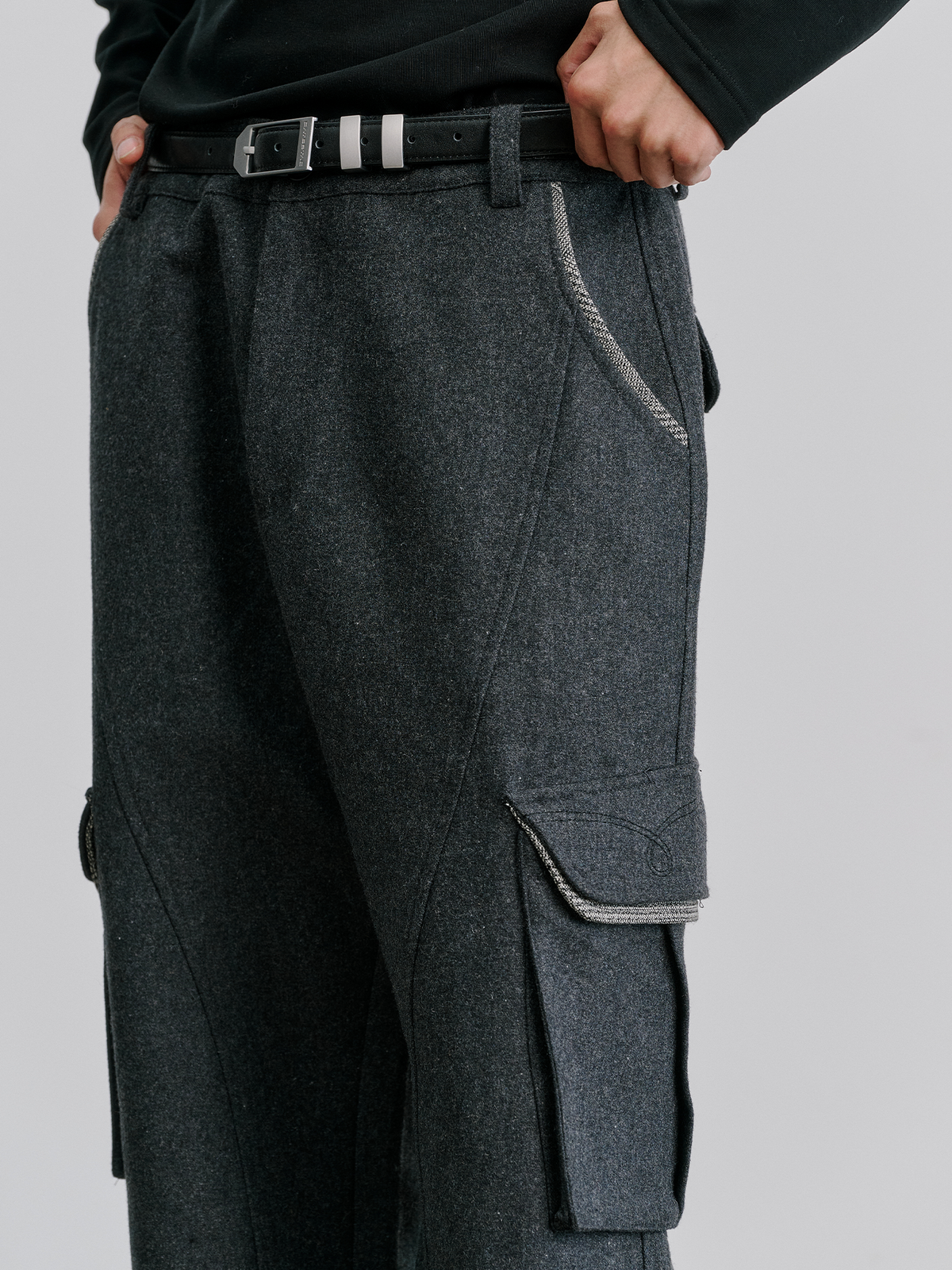CATSSTAC Wool-Blend Spliced Contrast Flared Cargo Pants