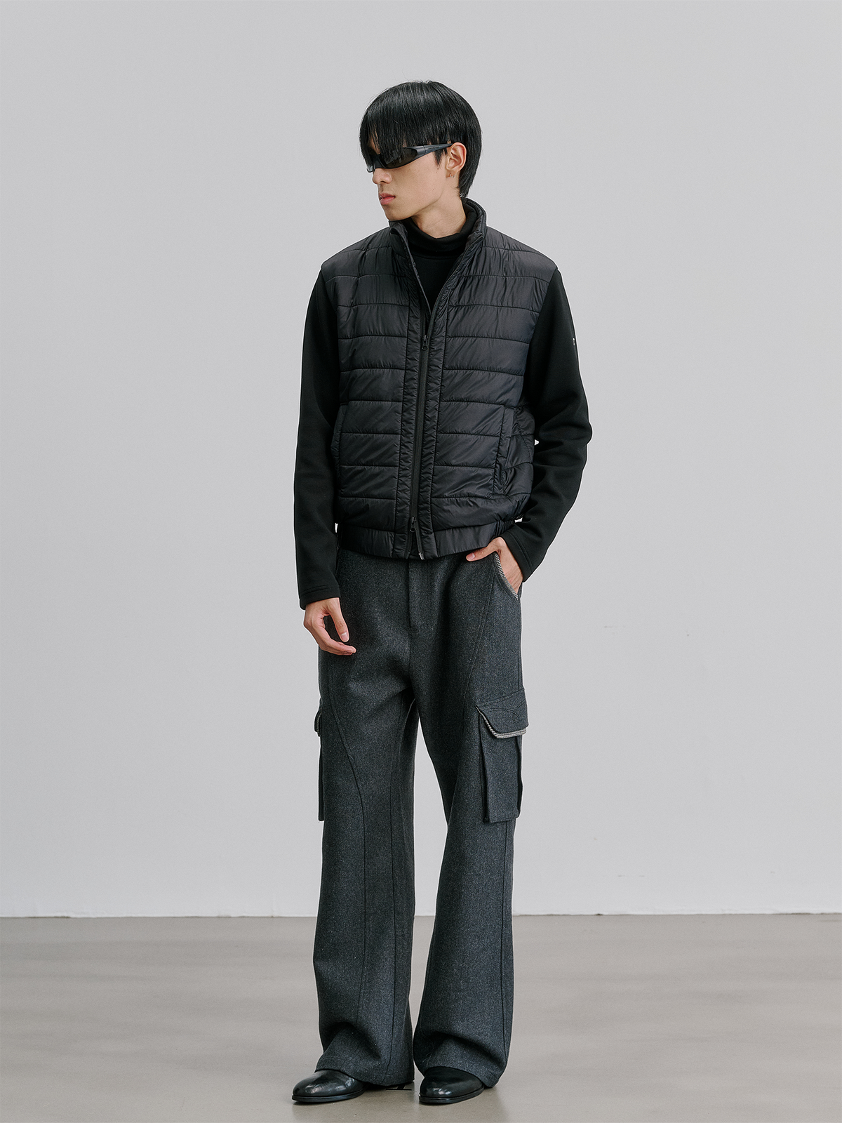 CATSSTAC Wool-Blend Spliced Contrast Flared Cargo Pants