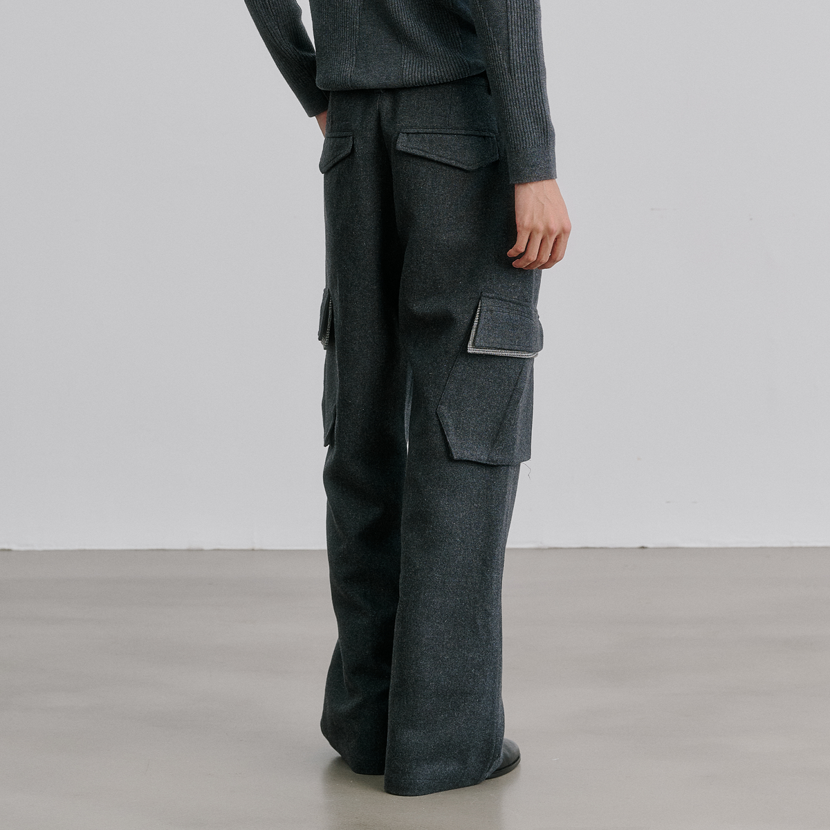 CATSSTAC Wool-Blend Spliced Contrast Flared Cargo Pants