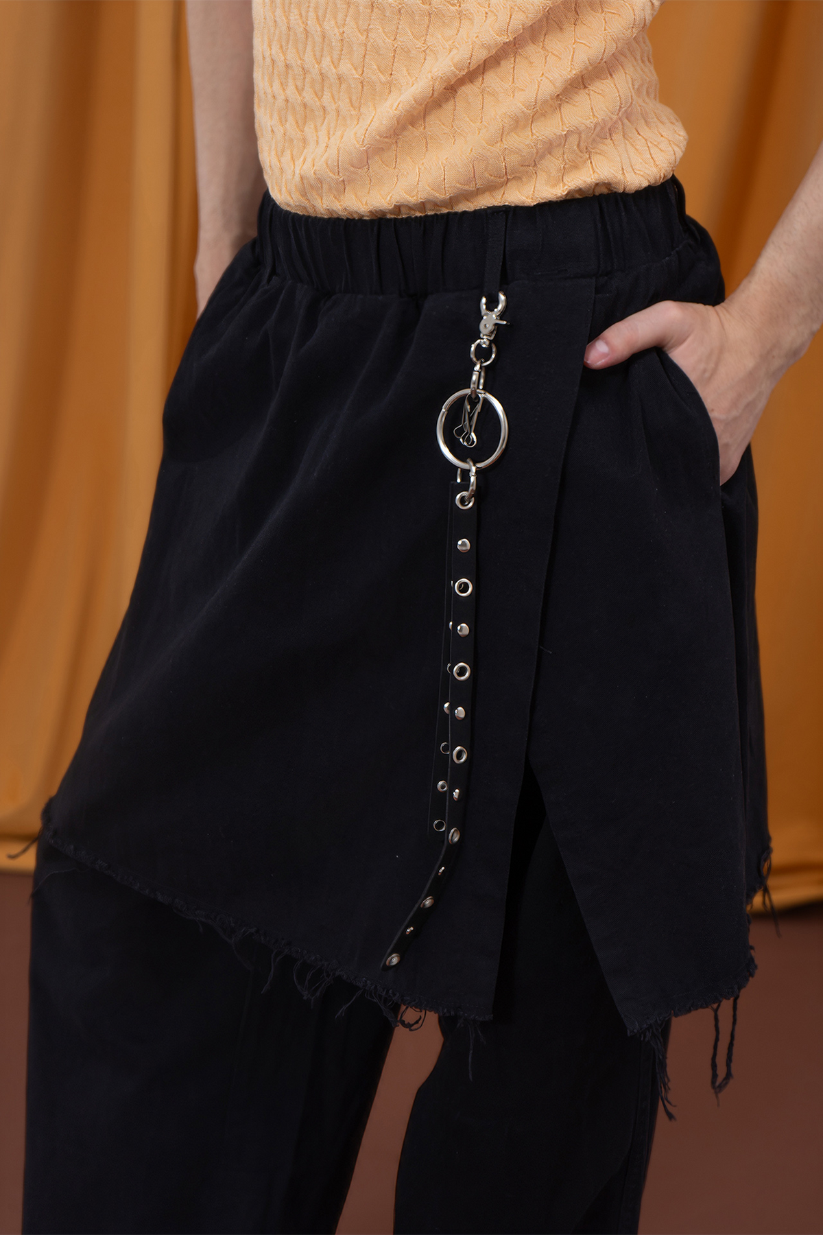 CLP Layered Raw-Edge Wide-Leg Pants