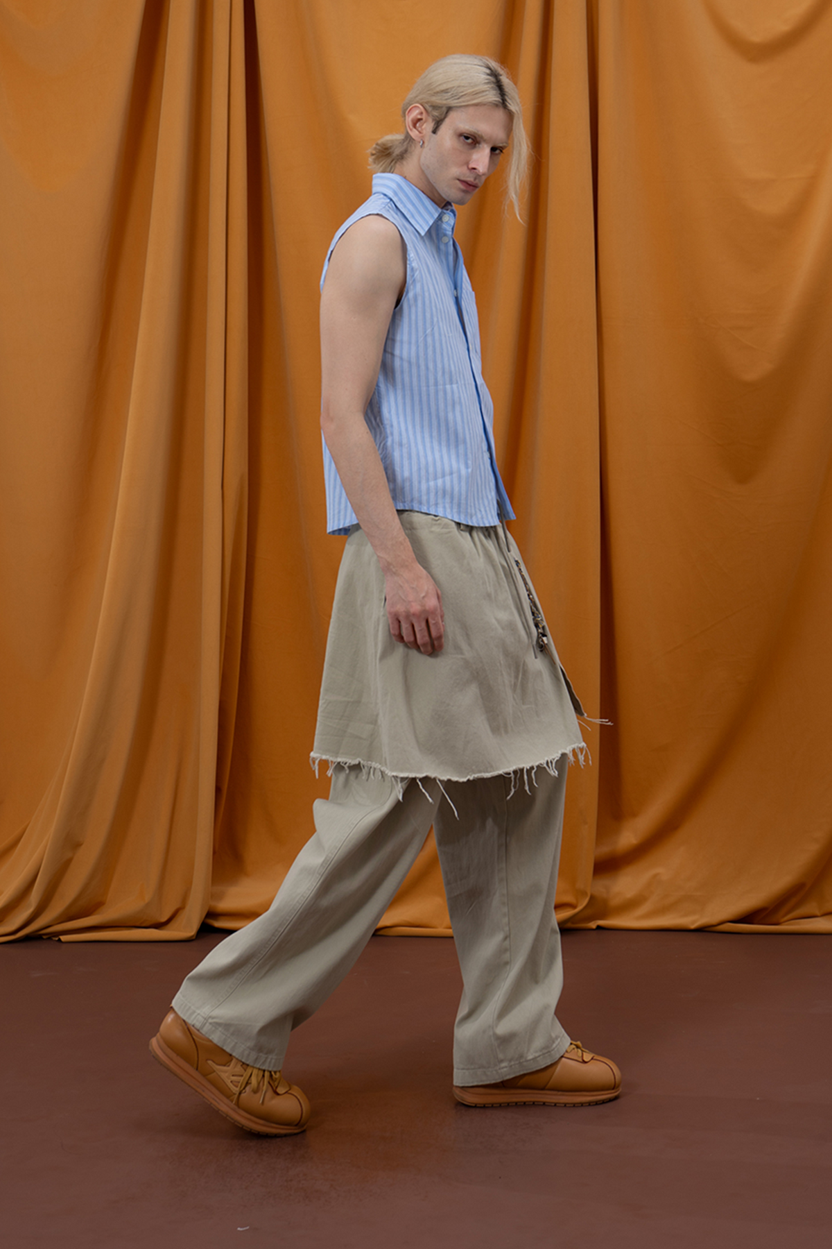 CLP Layered Raw-Edge Wide-Leg Pants