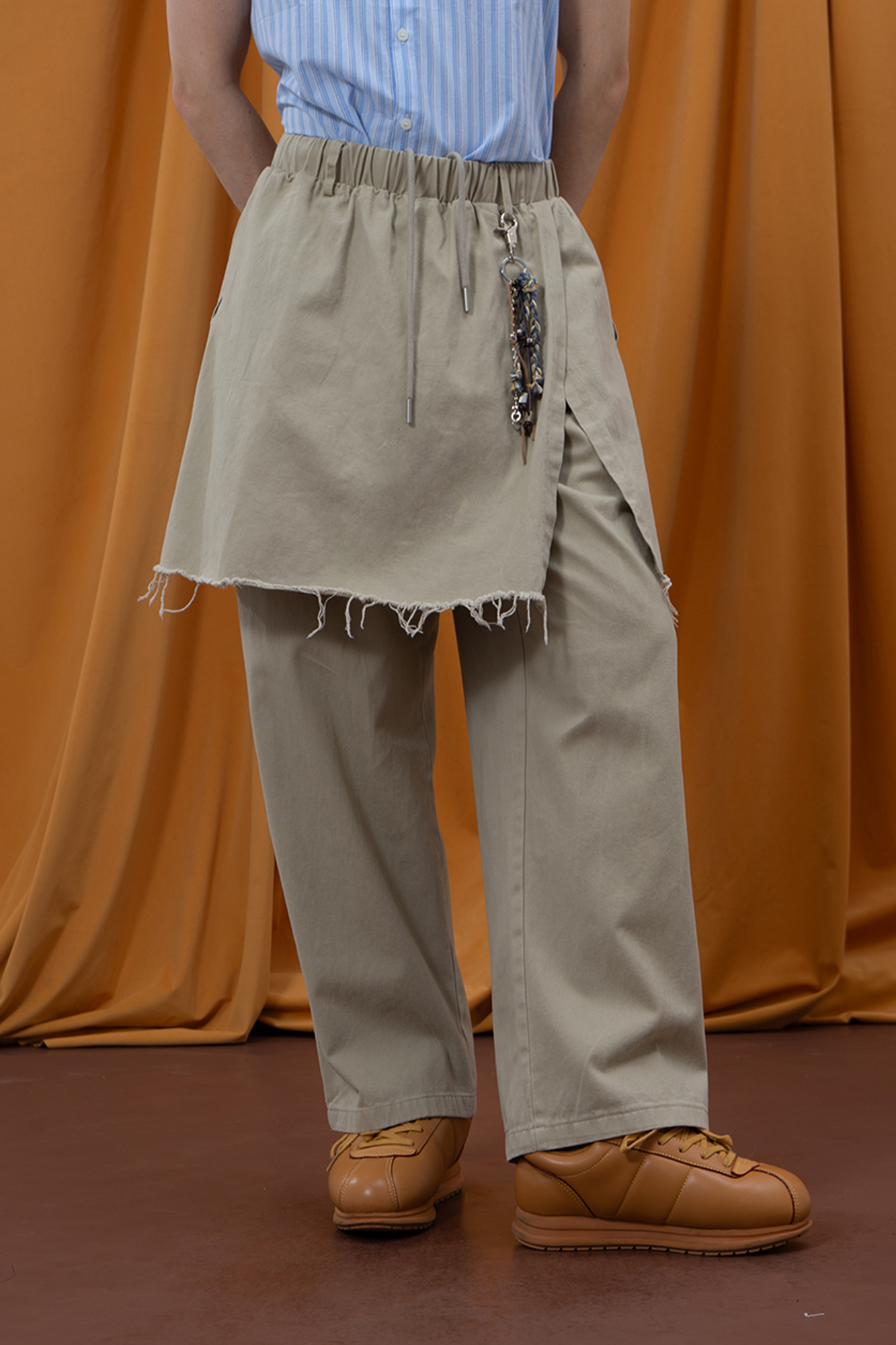 CLP Layered Raw-Edge Wide-Leg Pants