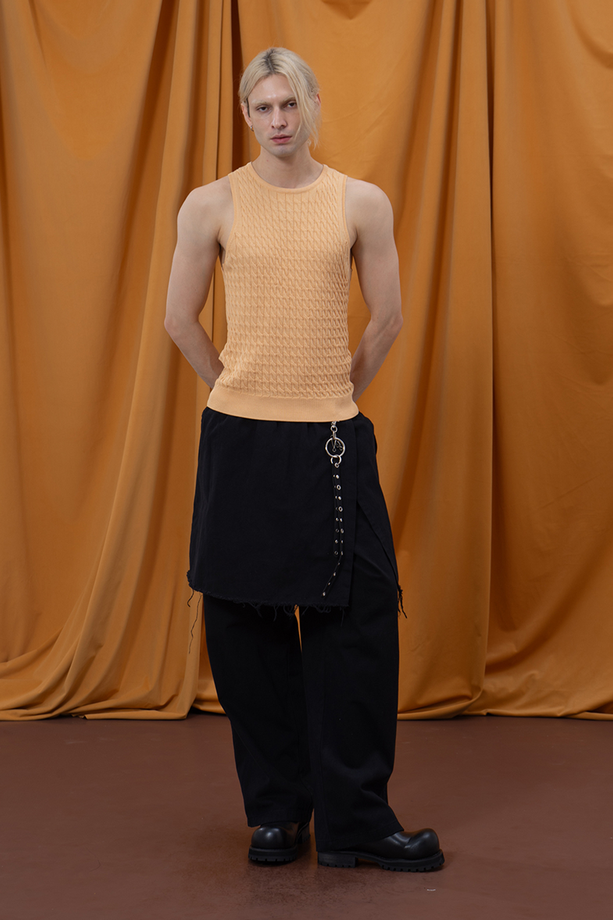 CLP Layered Raw-Edge Wide-Leg Pants