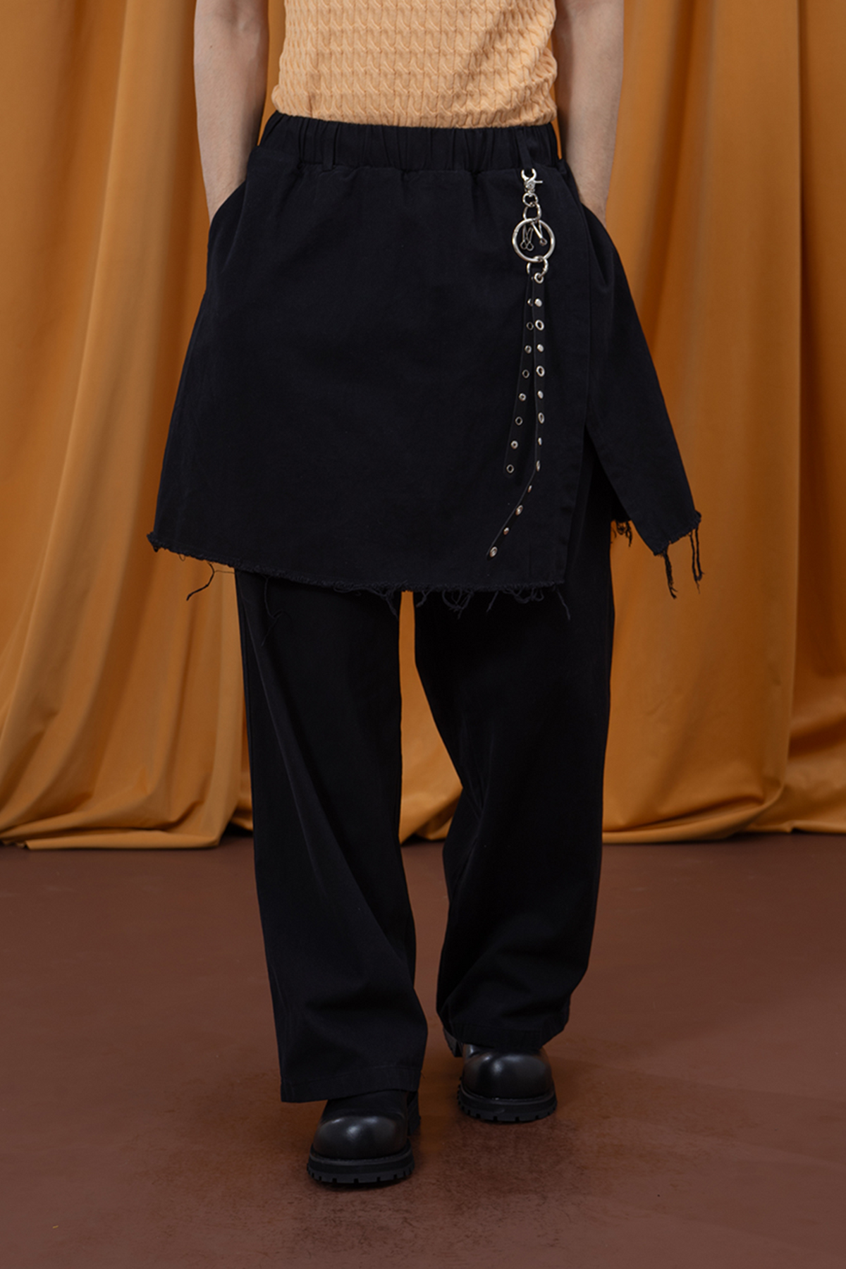 CLP Layered Raw-Edge Wide-Leg Pants