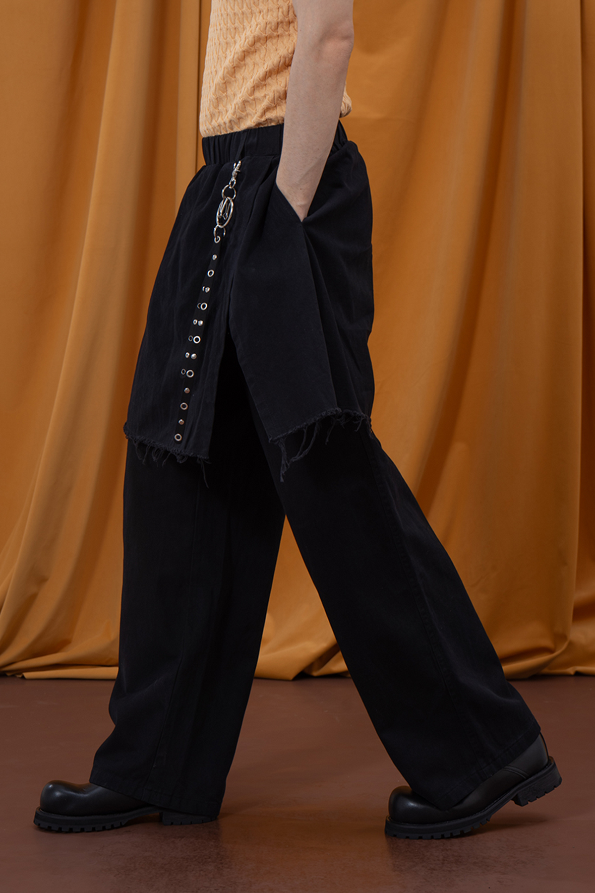 CLP Layered Raw-Edge Wide-Leg Pants