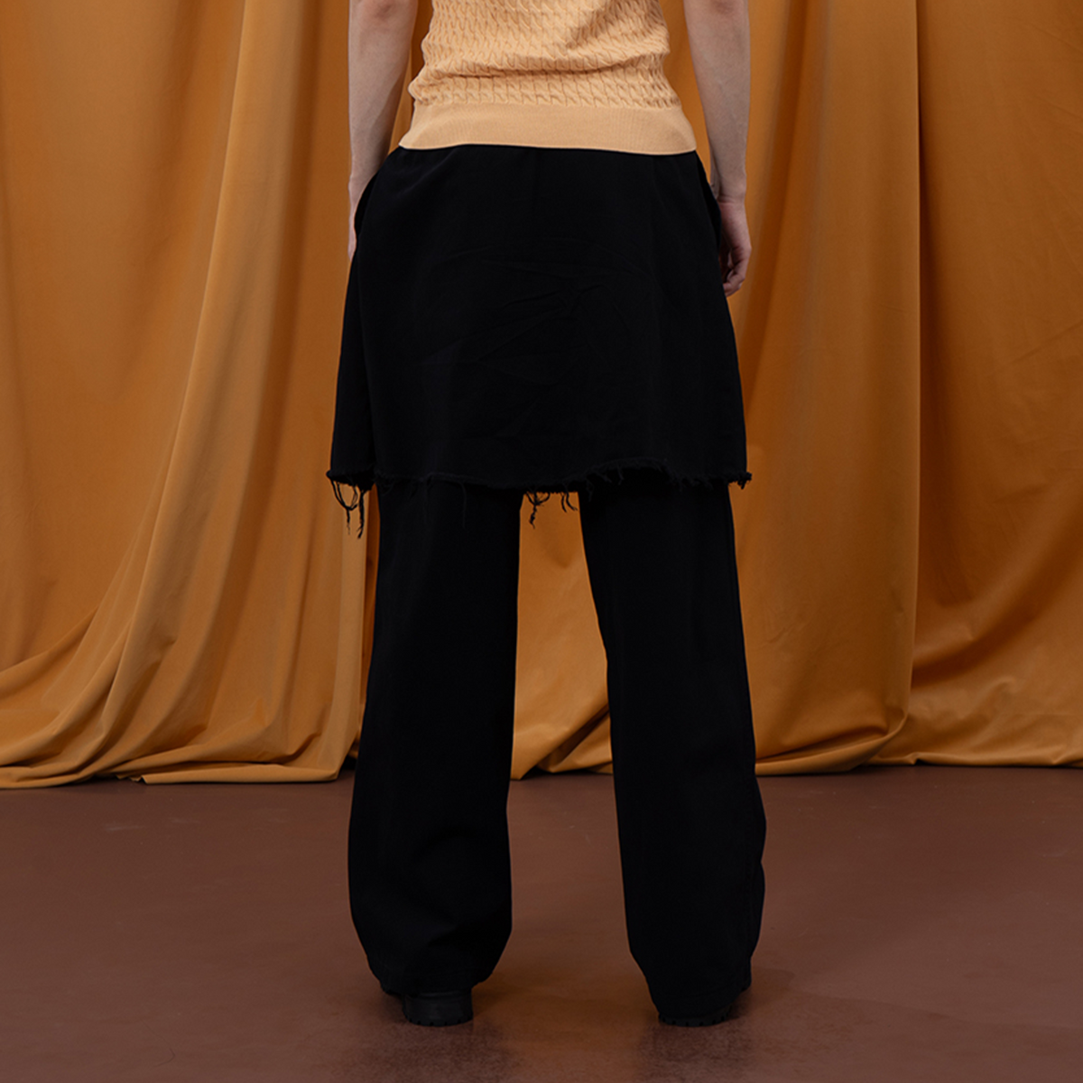 CLP Layered Raw-Edge Wide-Leg Pants