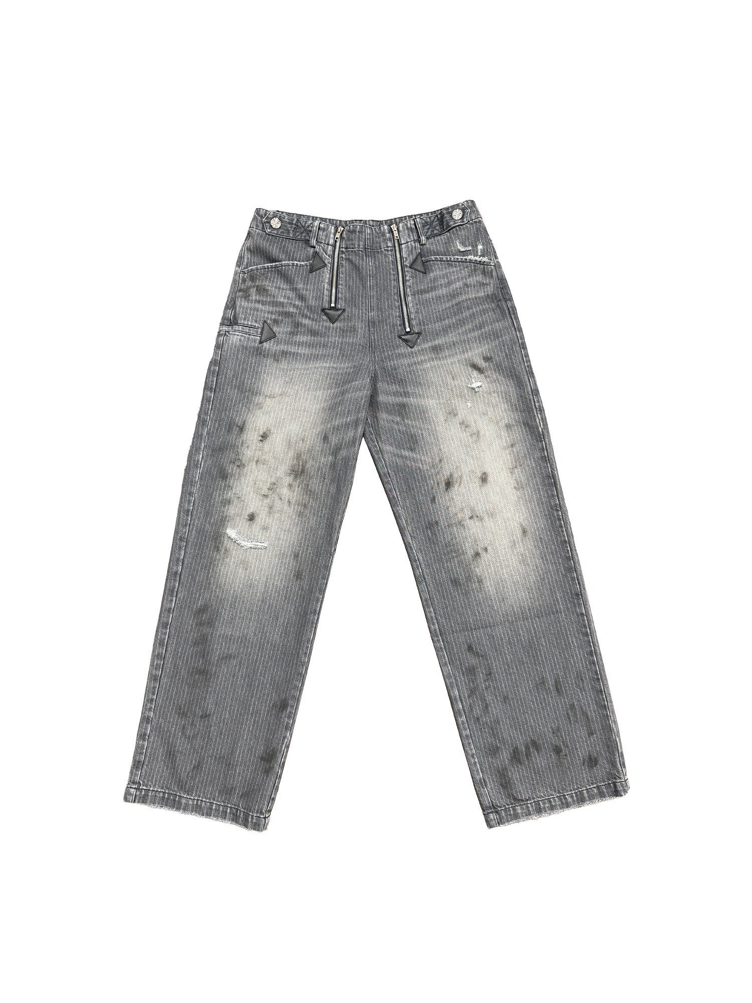 RICHILL Distressed Pinstriped Embroidered Jeans, premium urban and streetwear designers apparel on PROJECTISR.com, RICHILL