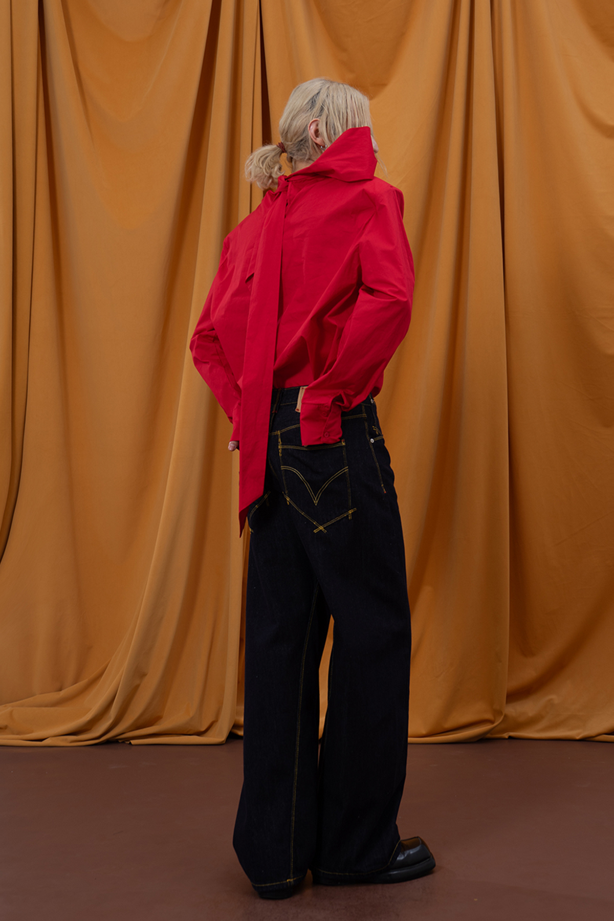 CLP Retro Wide-Leg Contrast-Stitch Jeans