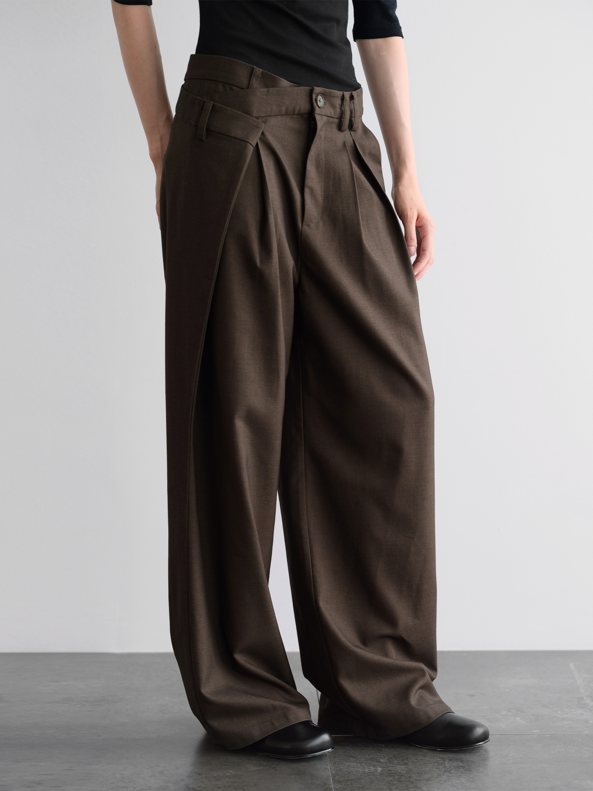 ORGANIC EMOTION Deconstructed Asymmetrical Pleated Trousers