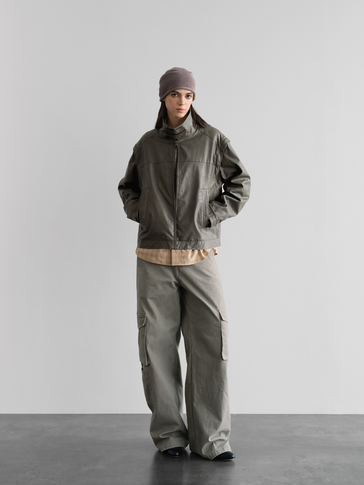 ORGANIC EMOTION Faux Leather Detachable-Sleeve Biker Jacket