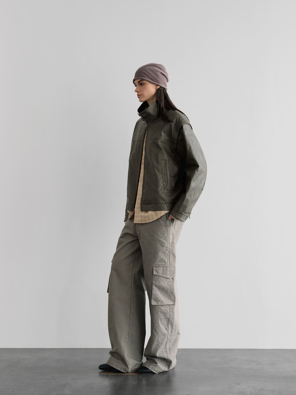 ORGANIC EMOTION Faux Leather Detachable-Sleeve Biker Jacket