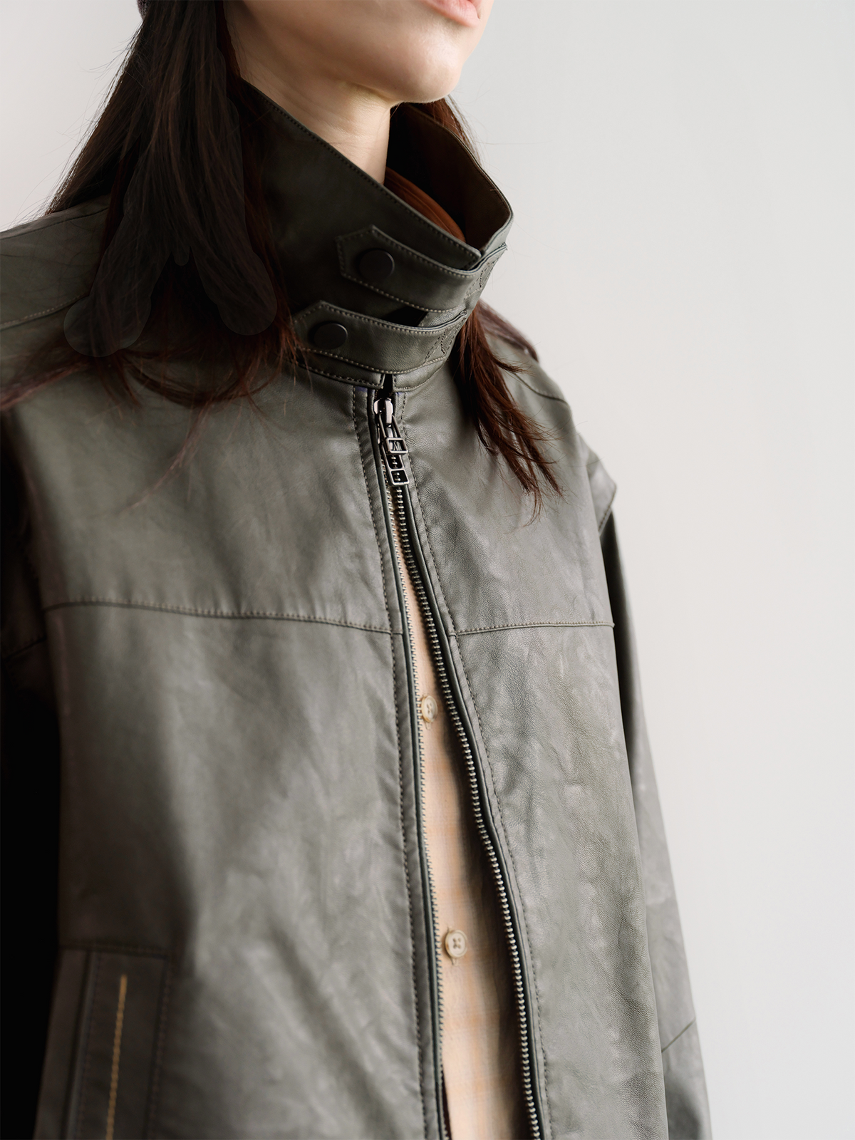 ORGANIC EMOTION Faux Leather Detachable-Sleeve Biker Jacket