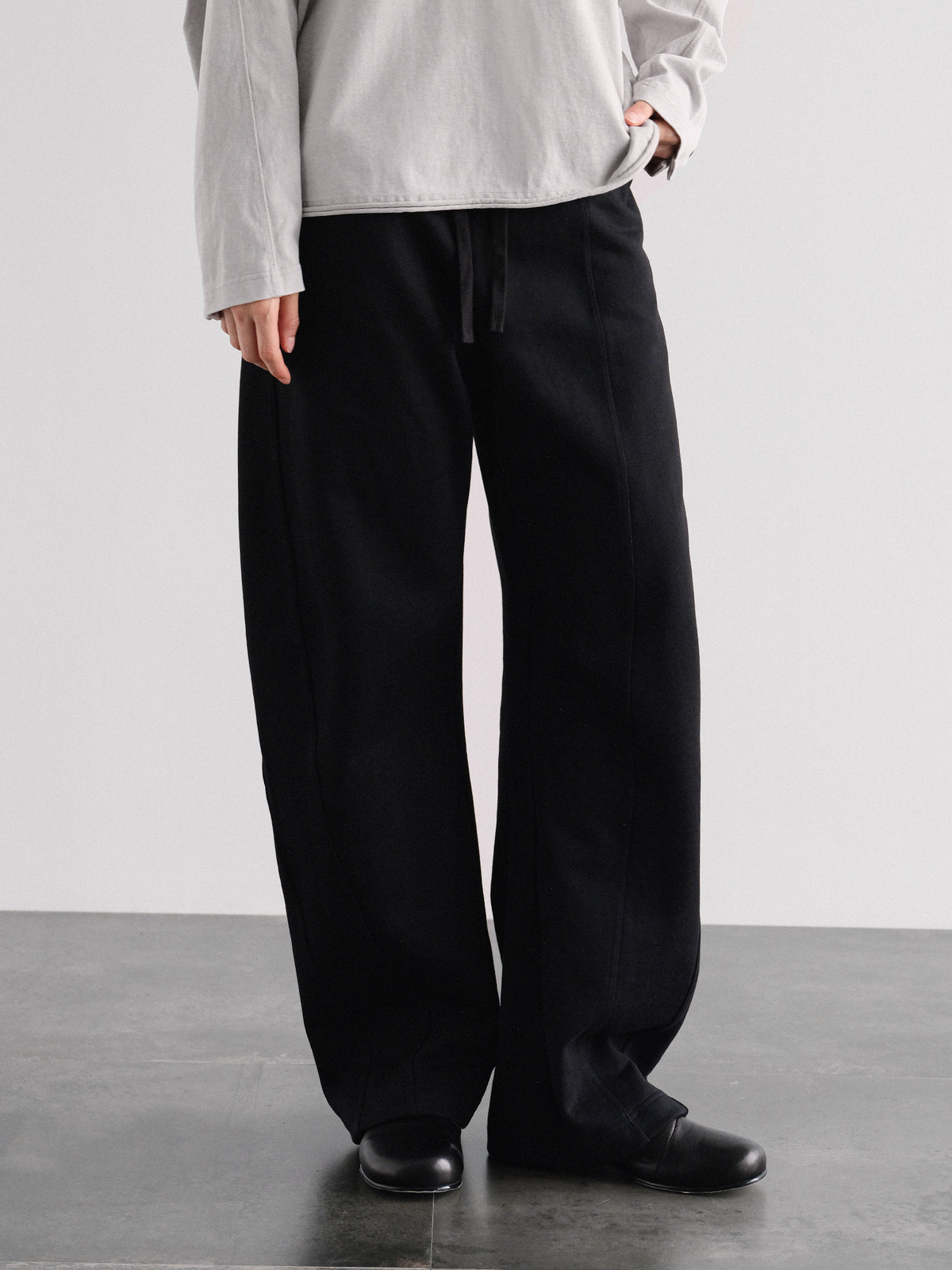 ORGANIC EMOTION Asymmetrical Spliced Drawstring Wide-Leg Pants