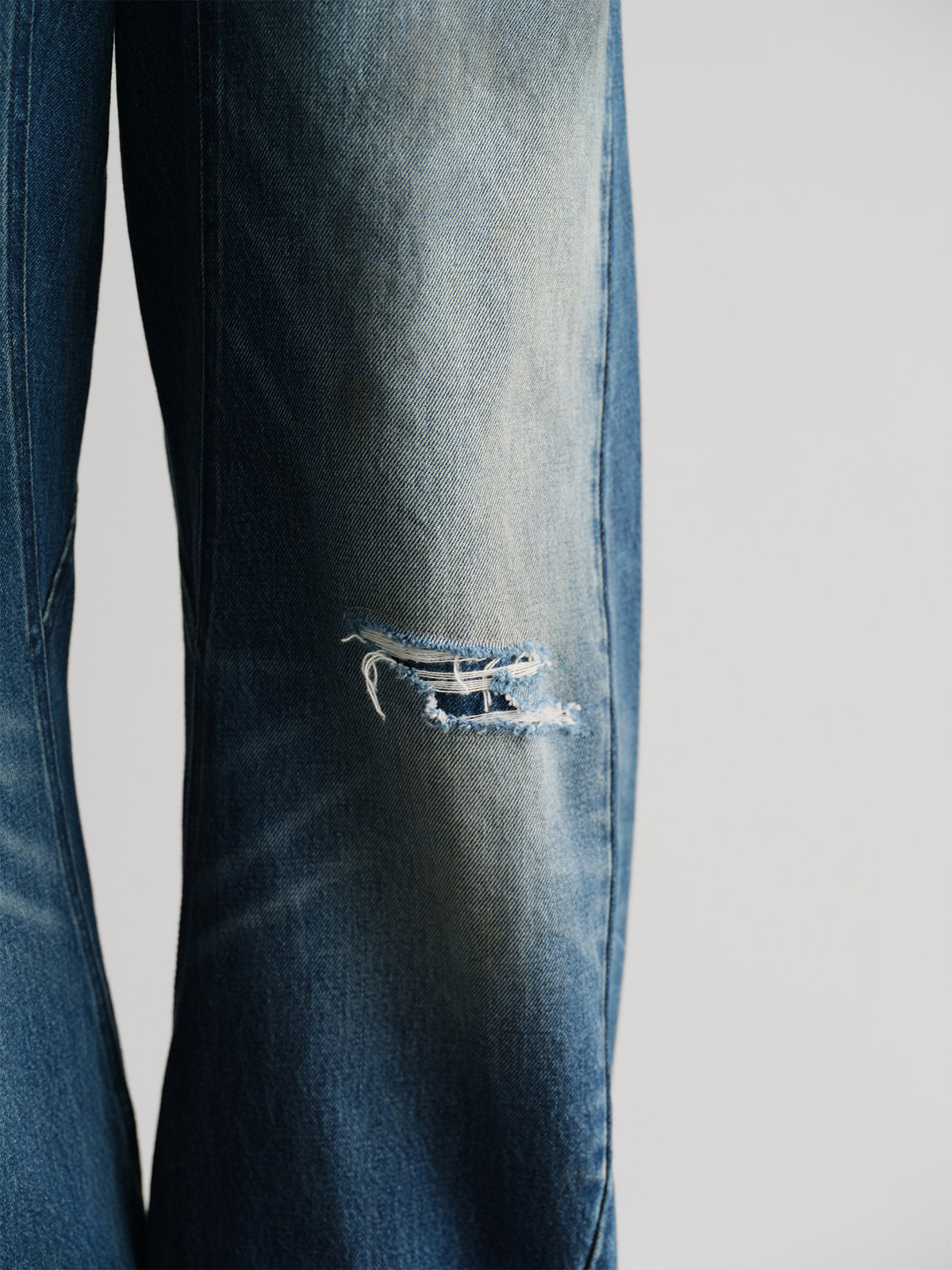 ORGANIC EMOTION Distressed Washed Patchwork Jeans