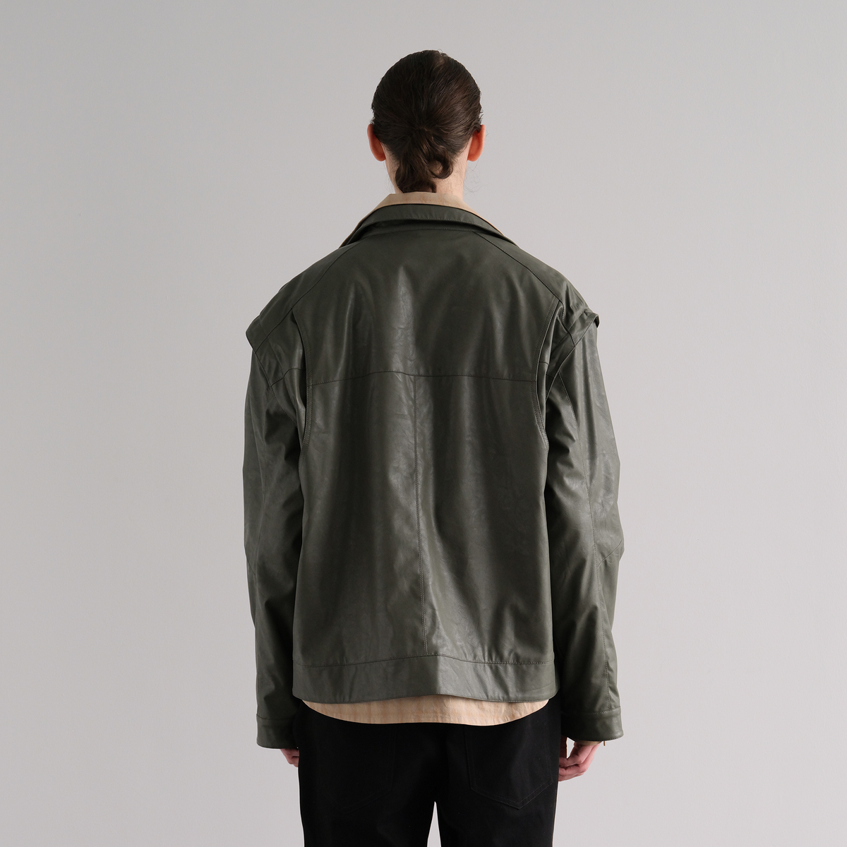 ORGANIC EMOTION Faux Leather Detachable-Sleeve Biker Jacket