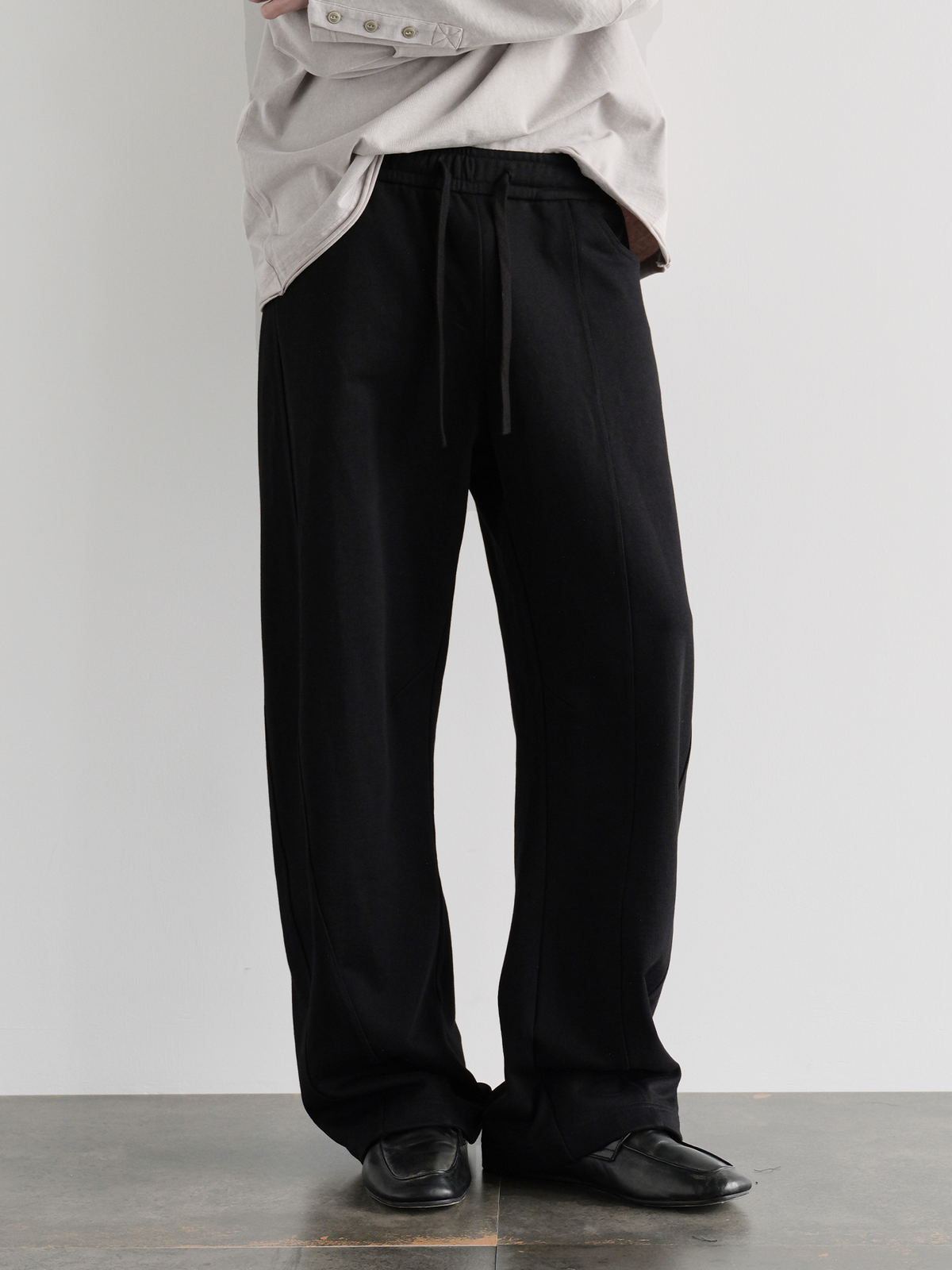 ORGANIC EMOTION Asymmetrical Spliced Drawstring Wide-Leg Pants