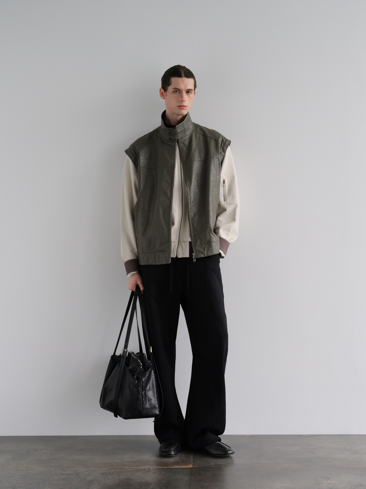 ORGANIC EMOTION Faux Leather Detachable-Sleeve Biker Jacket