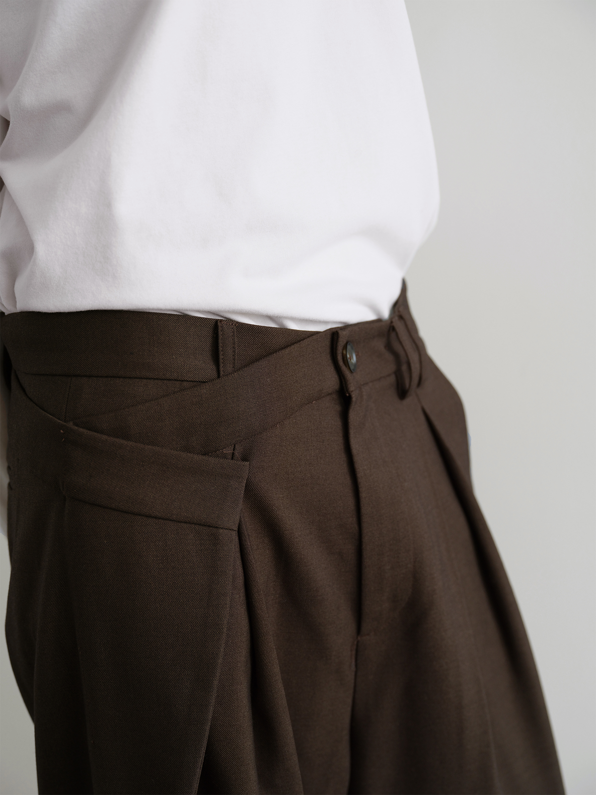 ORGANIC EMOTION Deconstructed Asymmetrical Pleated Trousers