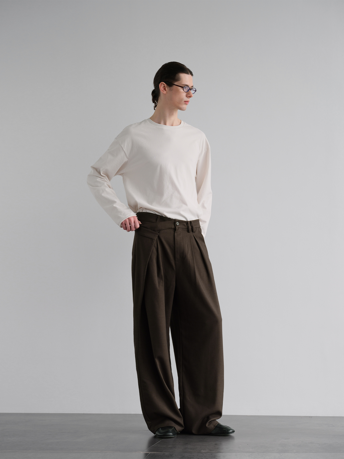 ORGANIC EMOTION Deconstructed Asymmetrical Pleated Trousers
