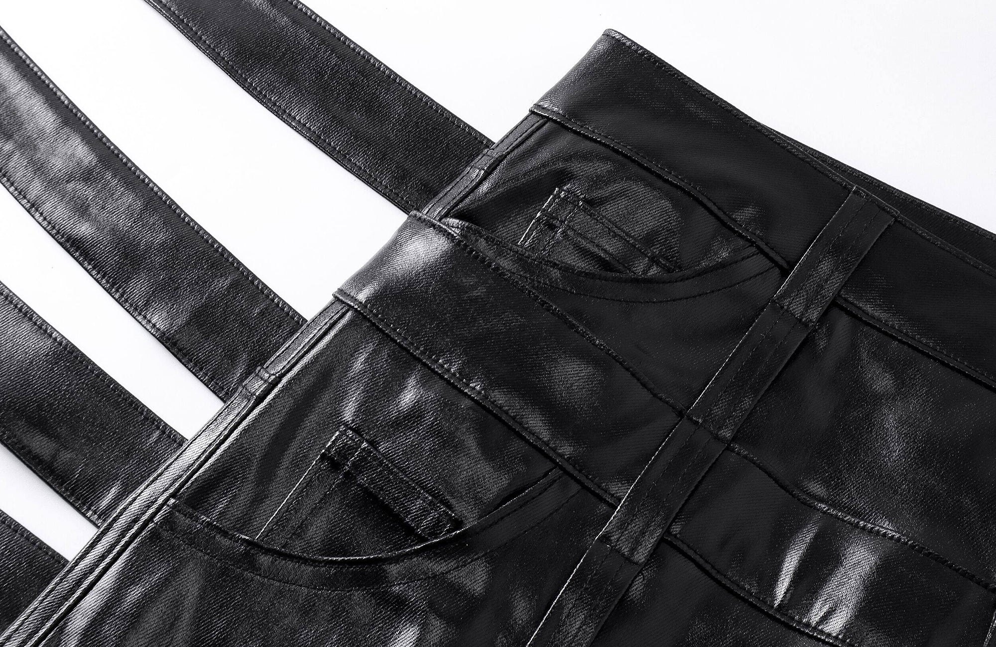 REBEL WAVE Multi-Waist Faux Leather Curved Pants