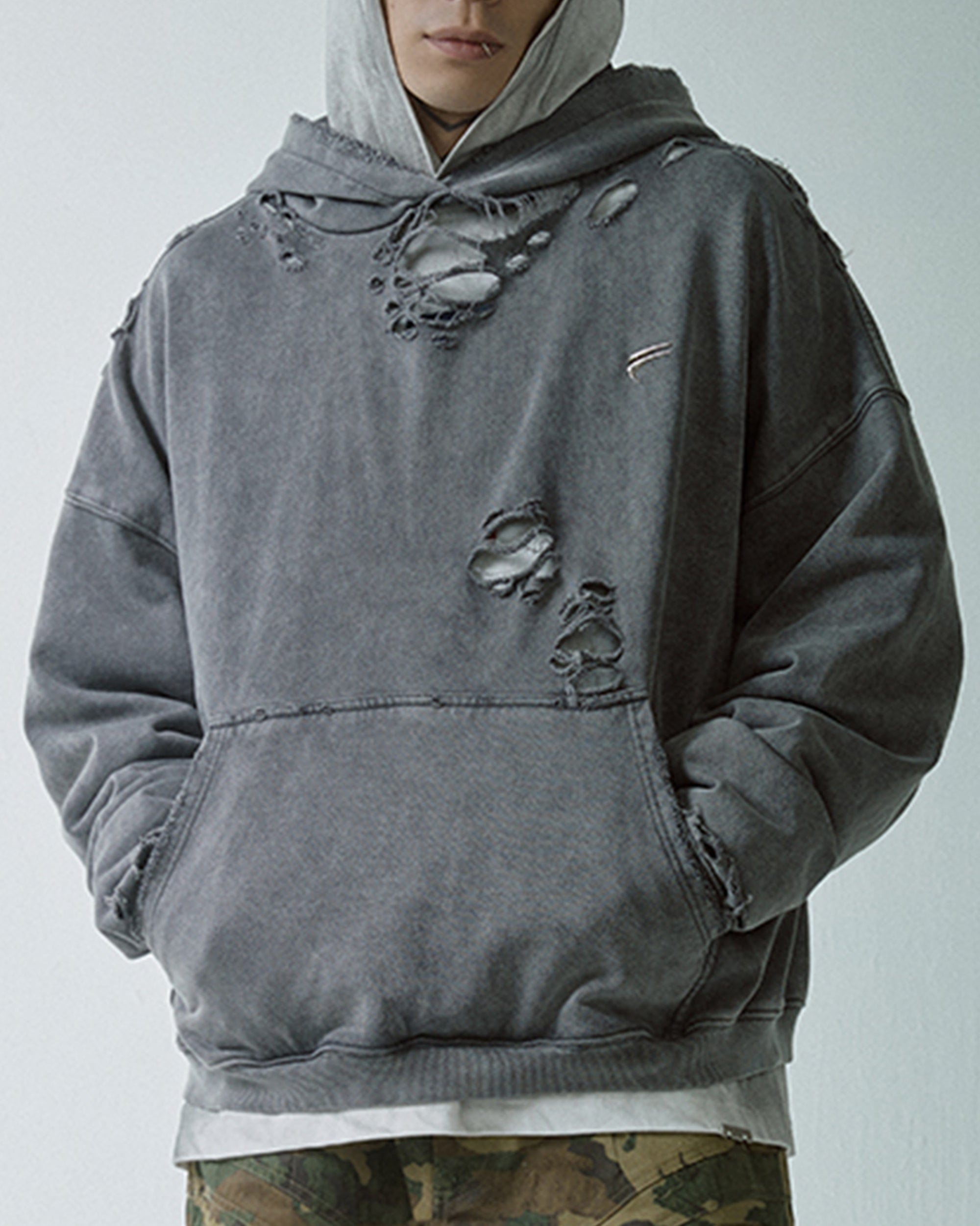 F2CE Essential Oversized Distressed Hoodie