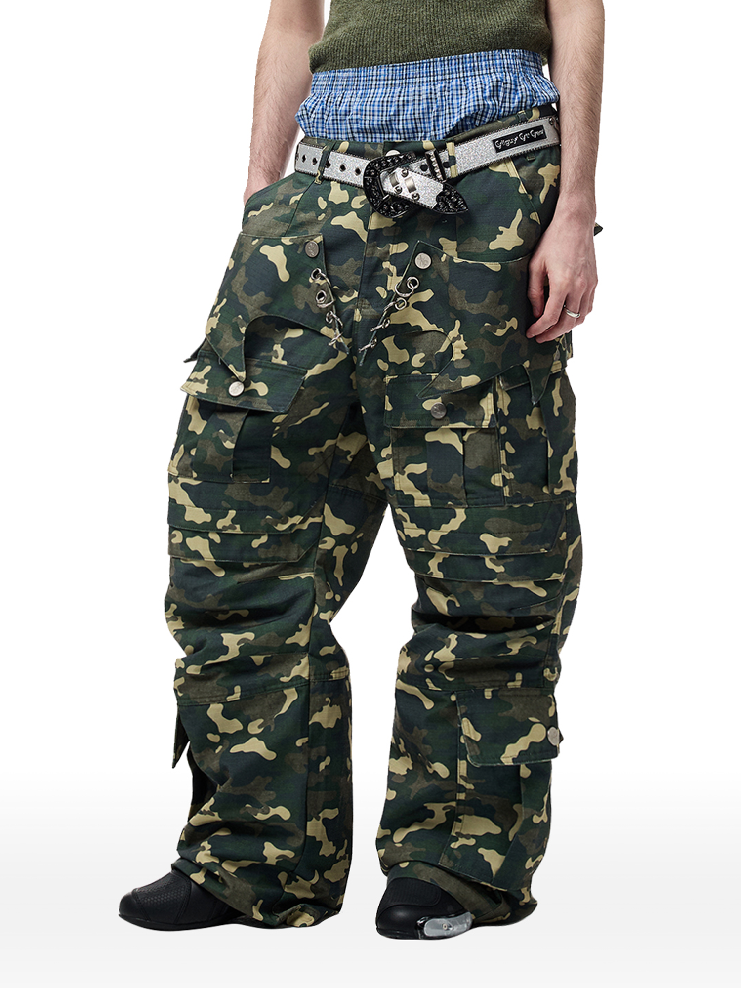 CYCYCY Camo Wide-Leg Cargo Pants