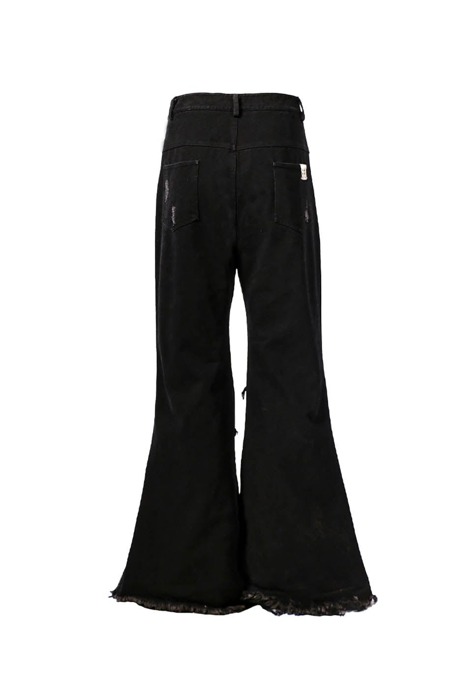 RELABEL Distressed Frayed Double-Layered Flare Pants, premium urban and streetwear designers apparel on PROJECTISR.com, RELABEL