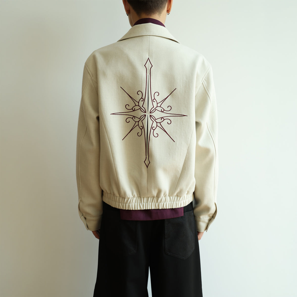 OKAYTHXBYE Embroidered Patchwork Distressed Cropped Jacket