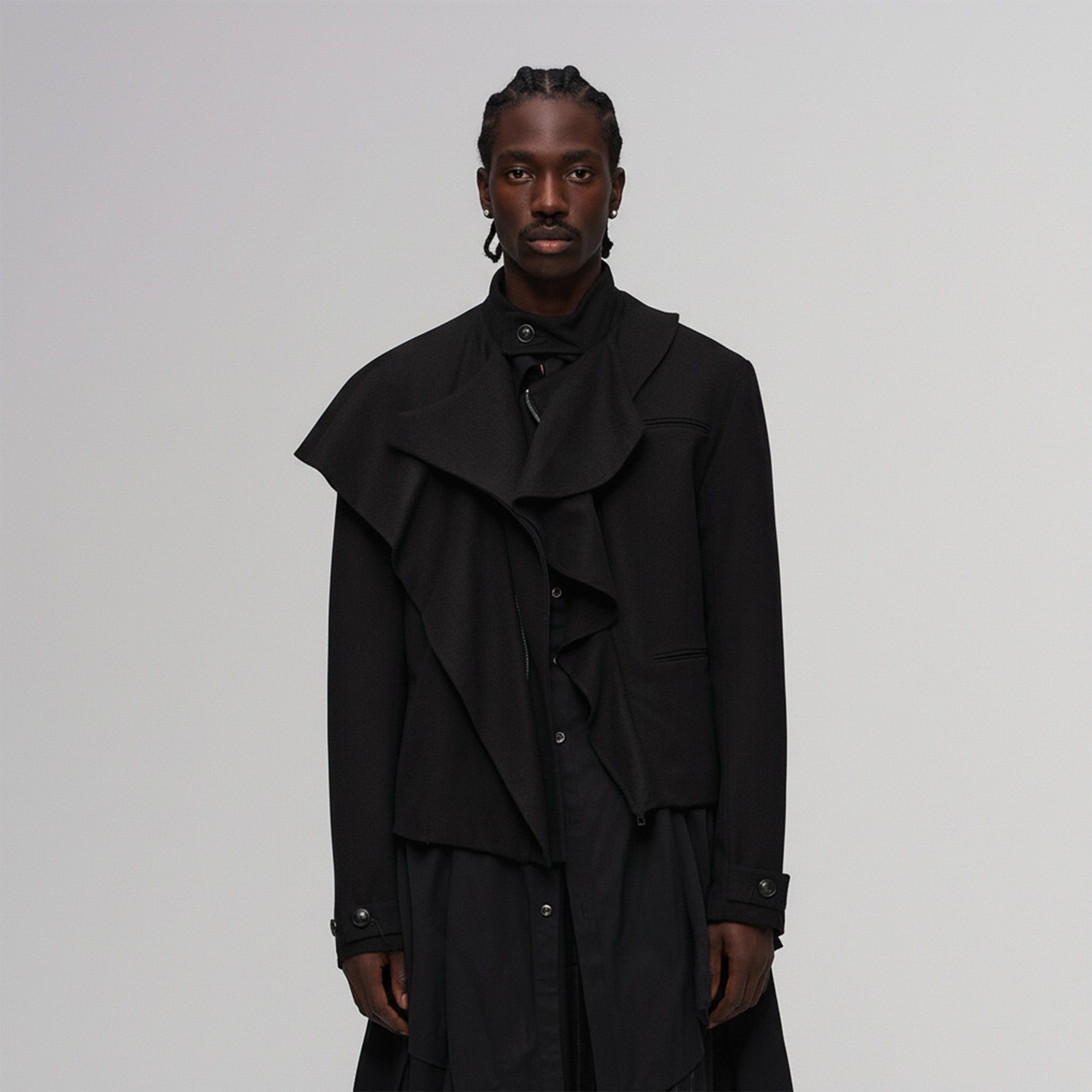 ILNya Nieternite Nifutur Layered Ruffle Wool-Blend Scarf-Wrap Coat